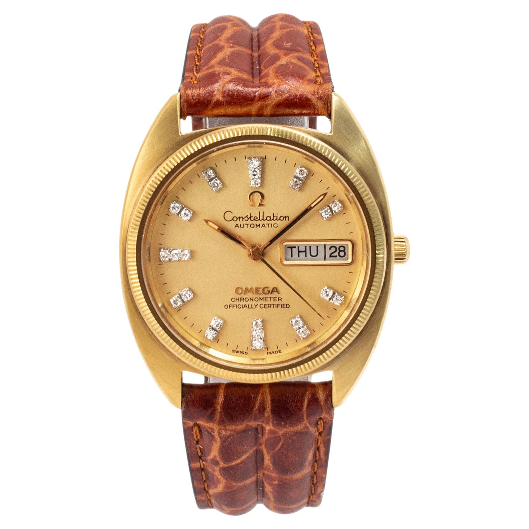 Reloj Automático Vintage Omega Constellation 35MM 1680057 Esfera Diamante Inoxidable