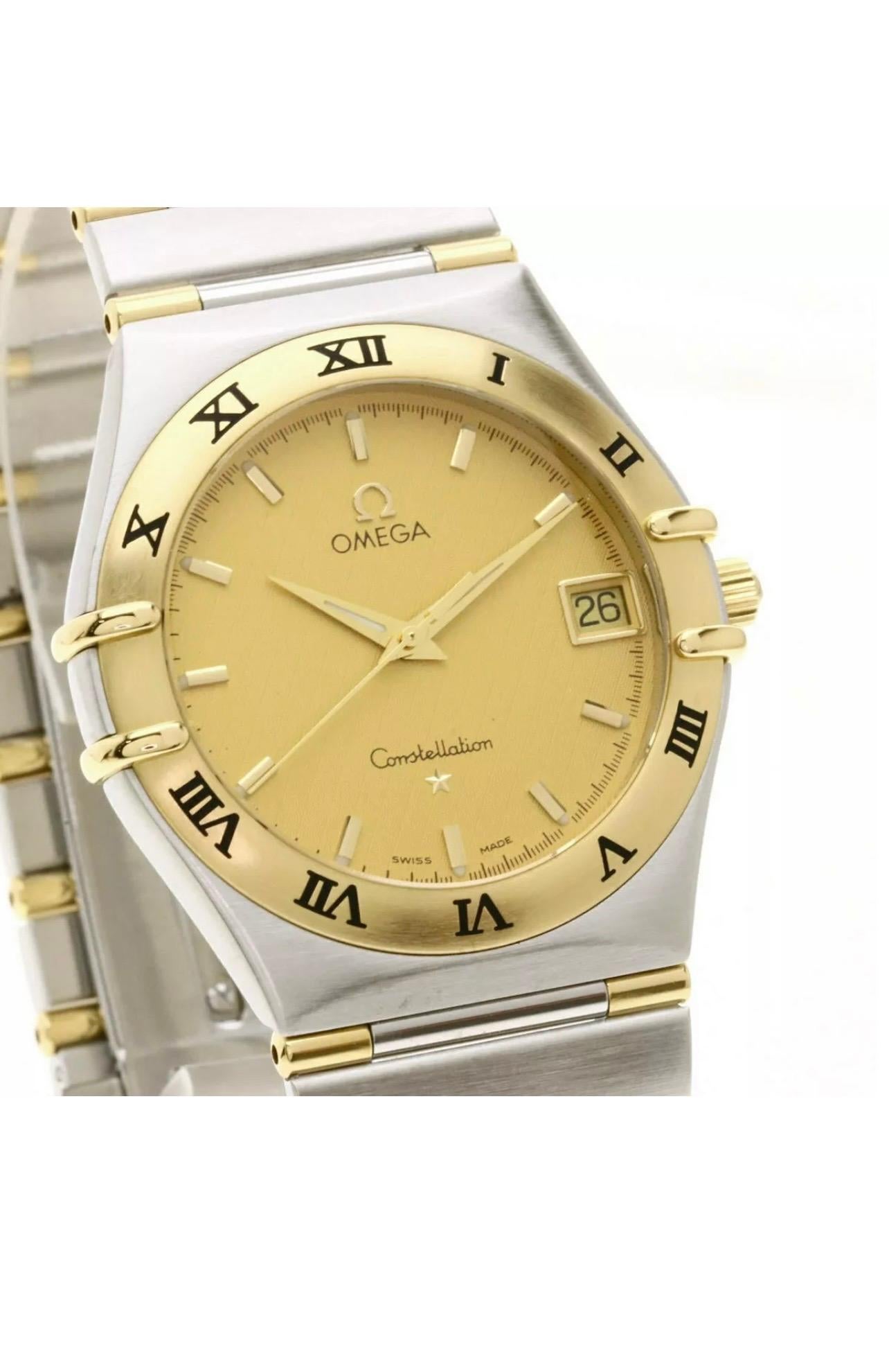 Women's Vintage Omega Constellation Quartz Date 18 Karat Gold Half Bar/SS Men’s Watch