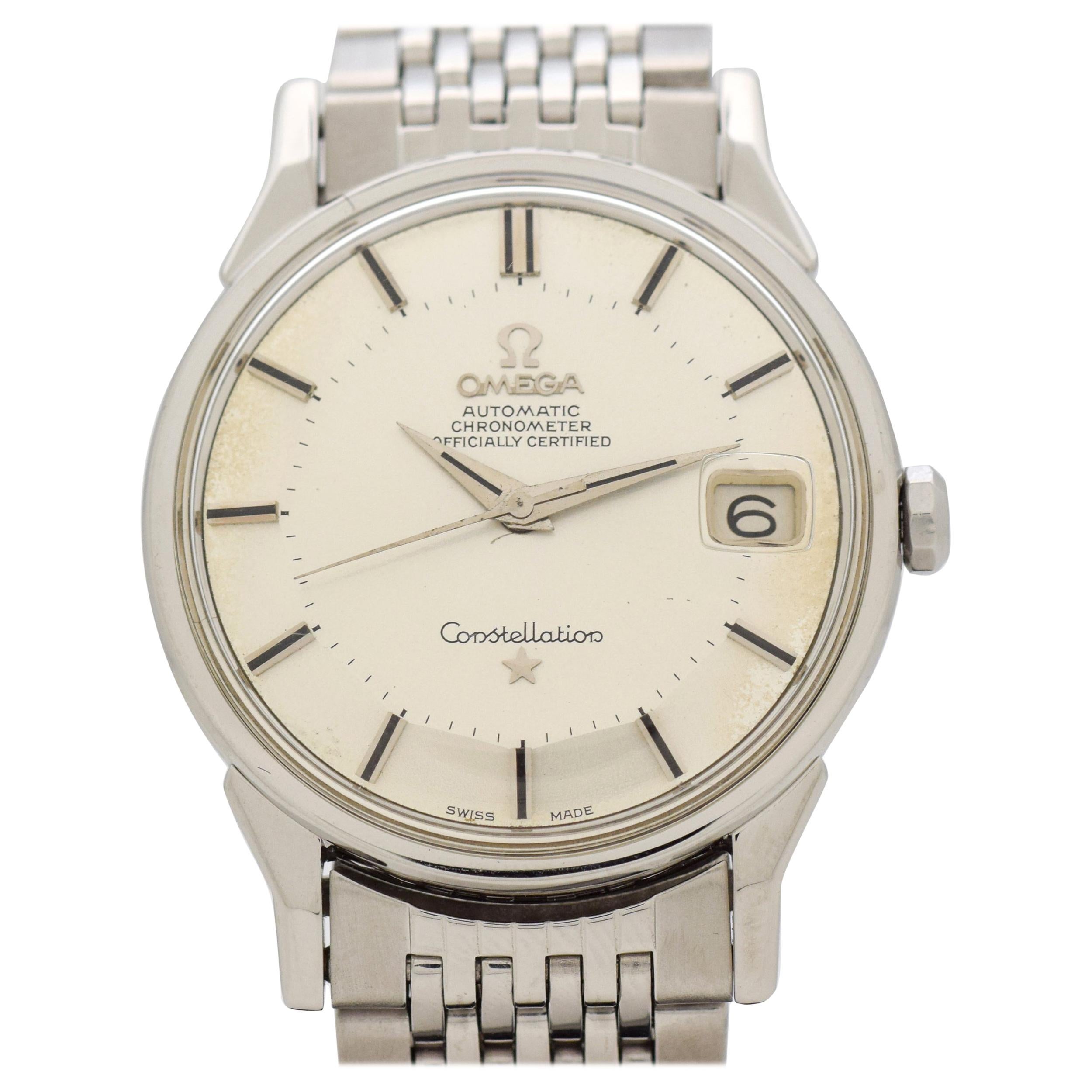 Vintage Omega Constellation with Pie Pan Dial Stainless Steel Watch, 1966