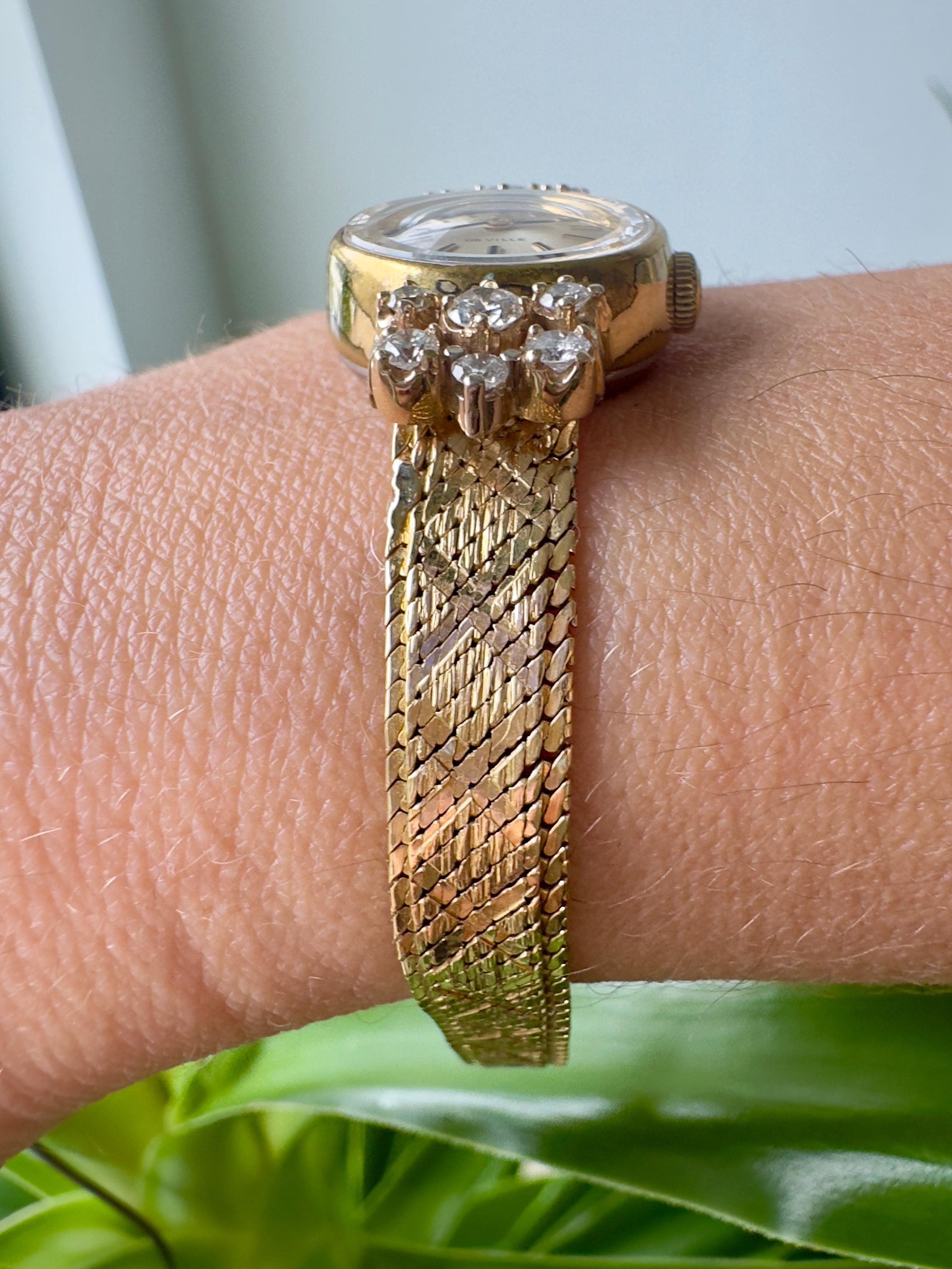 Vintage Omega De Ville 0.75 ctw. Diamonds 18k Yellow Gold Manual Wind Watch 1