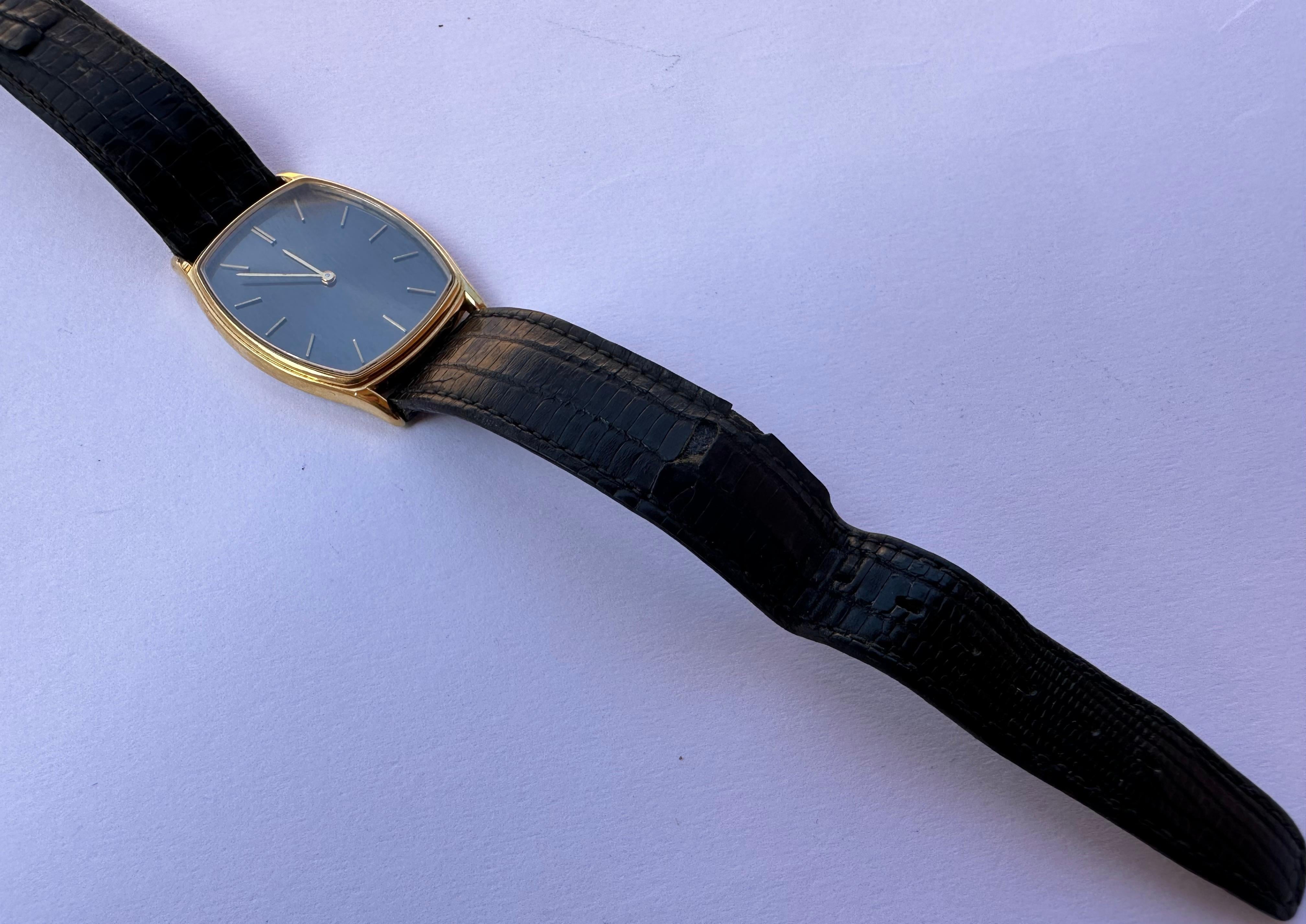 Reloj vintage Omega De Ville 1365 esfera negra chapado en oro 5