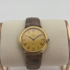 Vintage Omega De Ville Classic Dress Watch Champagne Roman Numeral Dial Gold