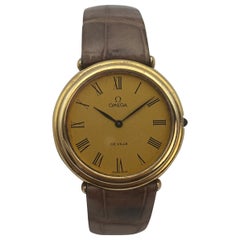 Vintage Omega De Ville Classic Dress Watch Champagne Roman Numeral Dial Gold
