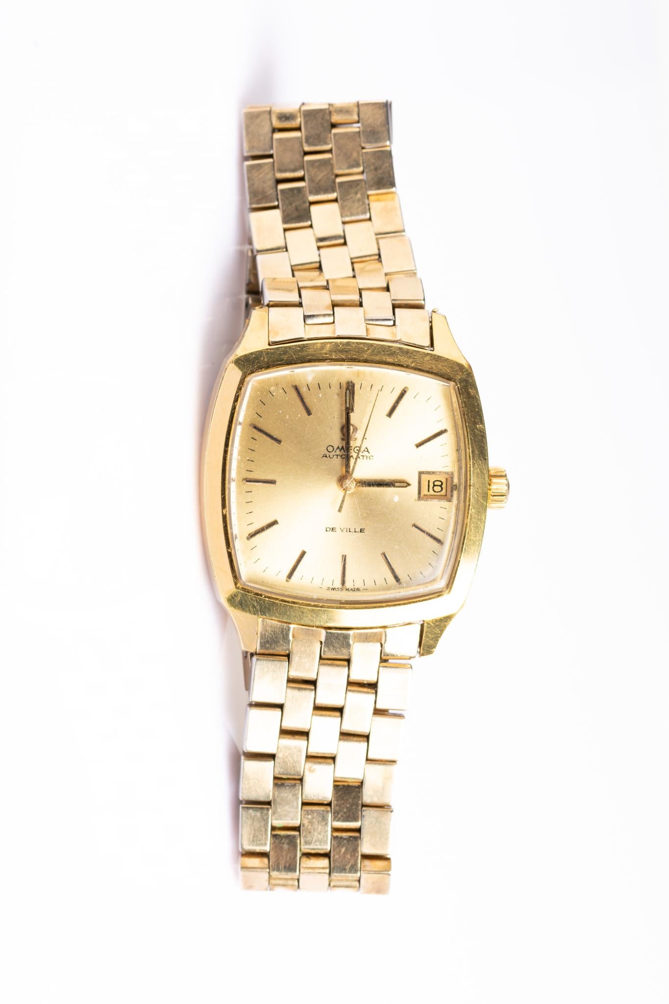 Vintage Omega De Ville Herren Gold Tone Automatic Armbanduhr 9