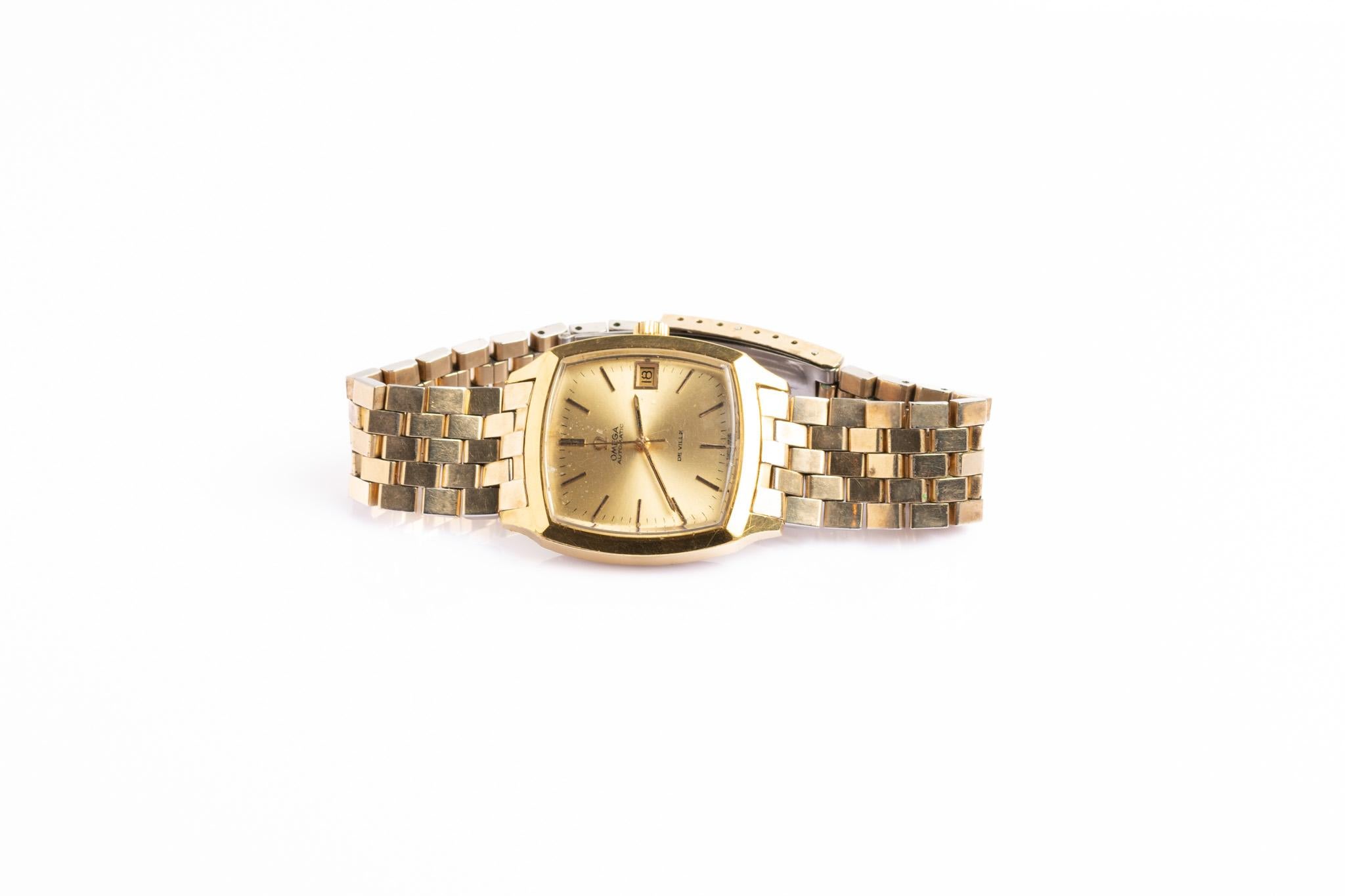 Vintage Omega De Ville Herren Gold Tone Automatic Armbanduhr im Zustand „Gut“ in Portland, England