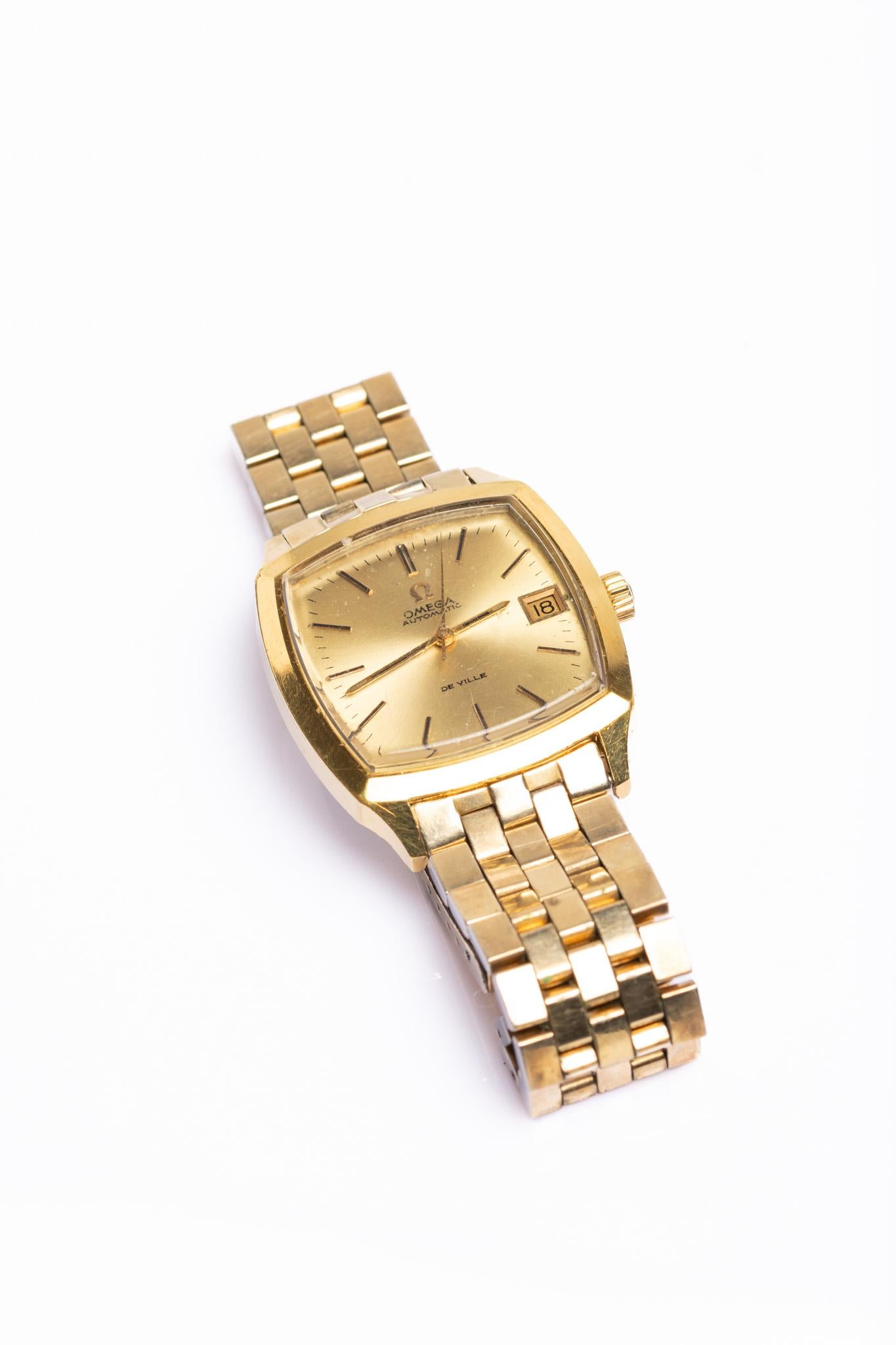 Vintage Omega De Ville Herren Gold Tone Automatic Armbanduhr 1