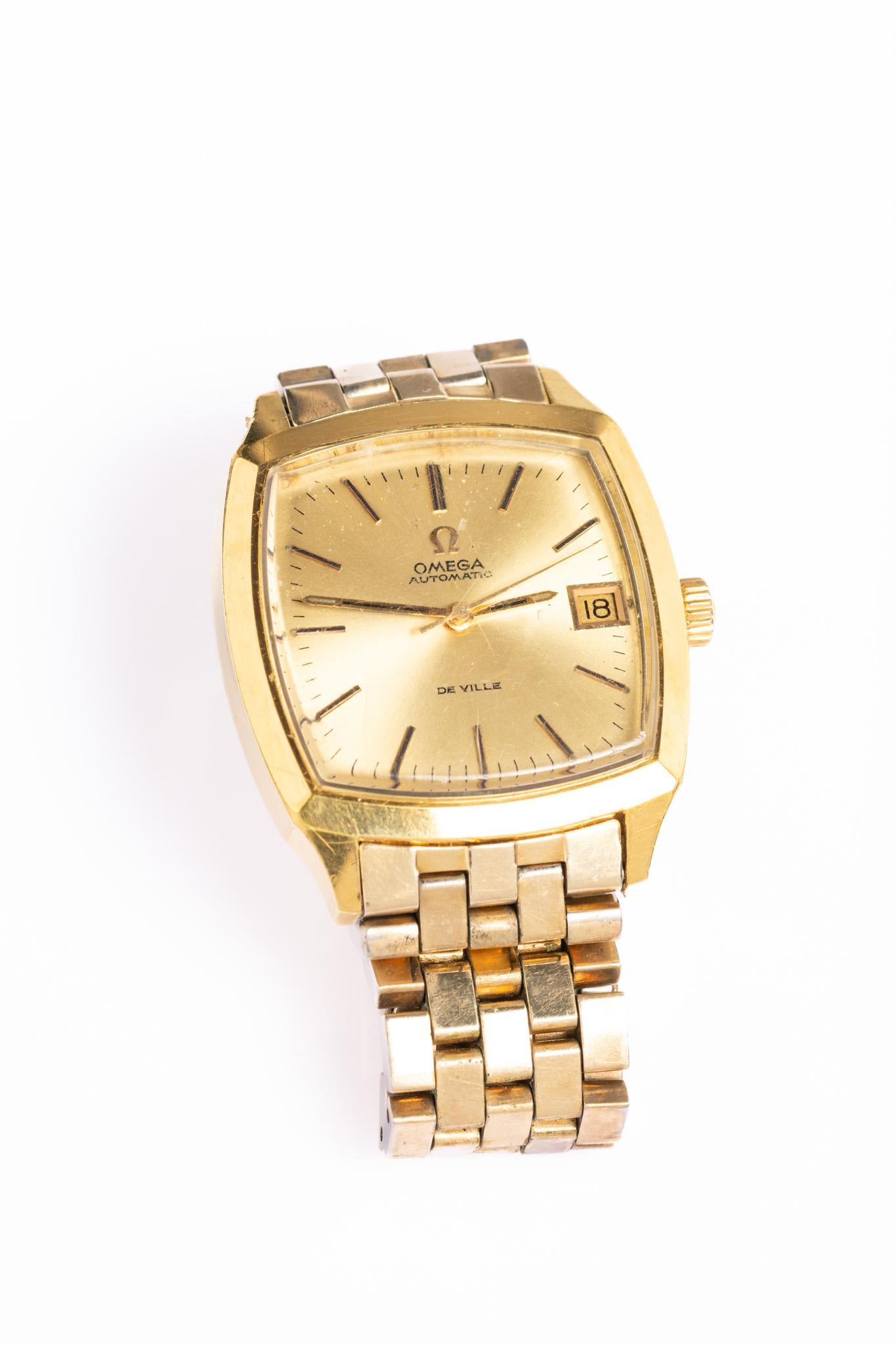 Vintage Omega De Ville Herren Gold Tone Automatic Armbanduhr 2