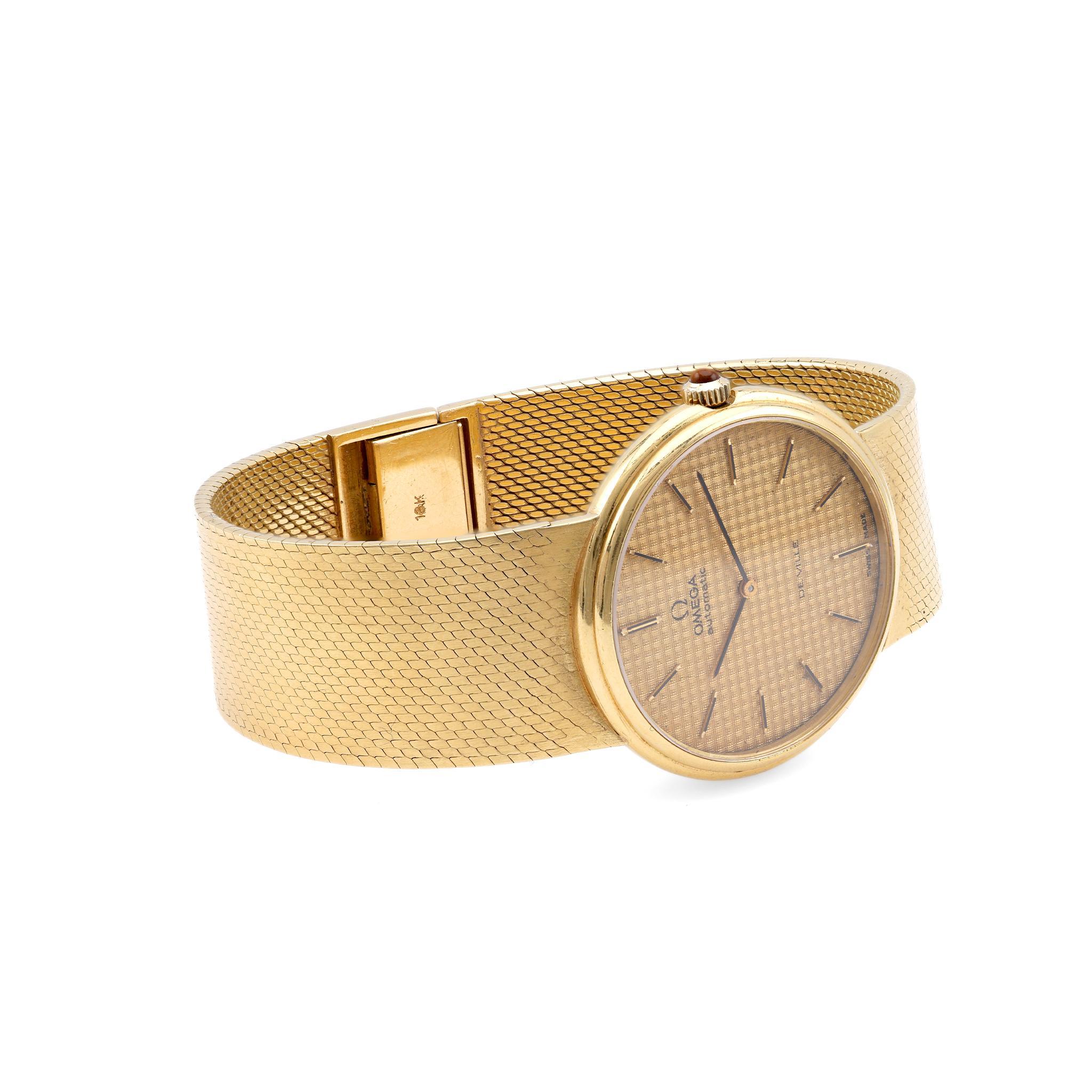 Vintage Omega De Ville Schweizer Uhr aus 18 Karat Gold, Vintage im Zustand „Hervorragend“ in Beverly Hills, CA