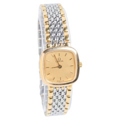 Vintage-Damenarmbanduhr Omega De Ville in zweifarbigem Gold und Silber