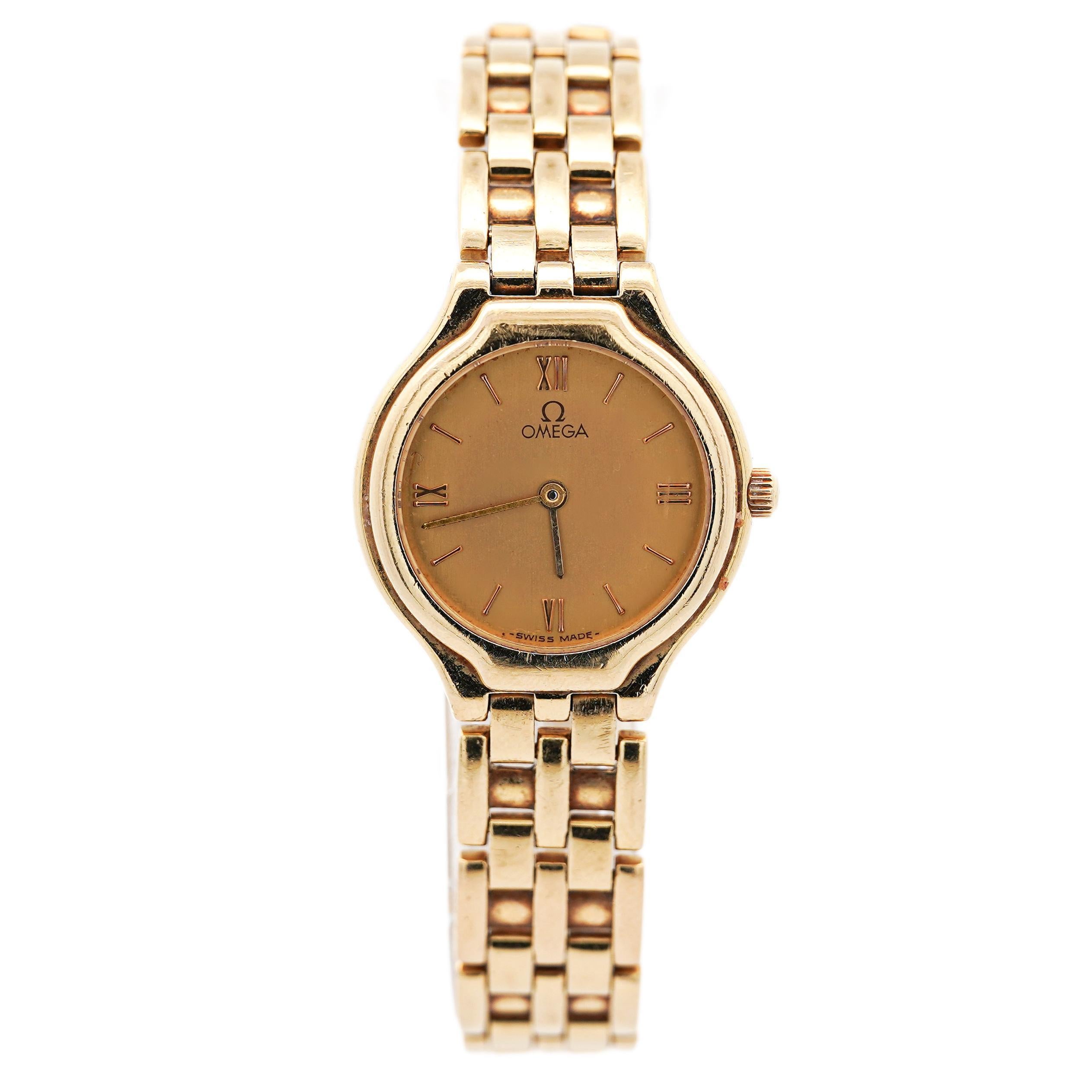 Vintage Omega Deville 18K Gold Classic Watch with Box & Papers For Sale 5