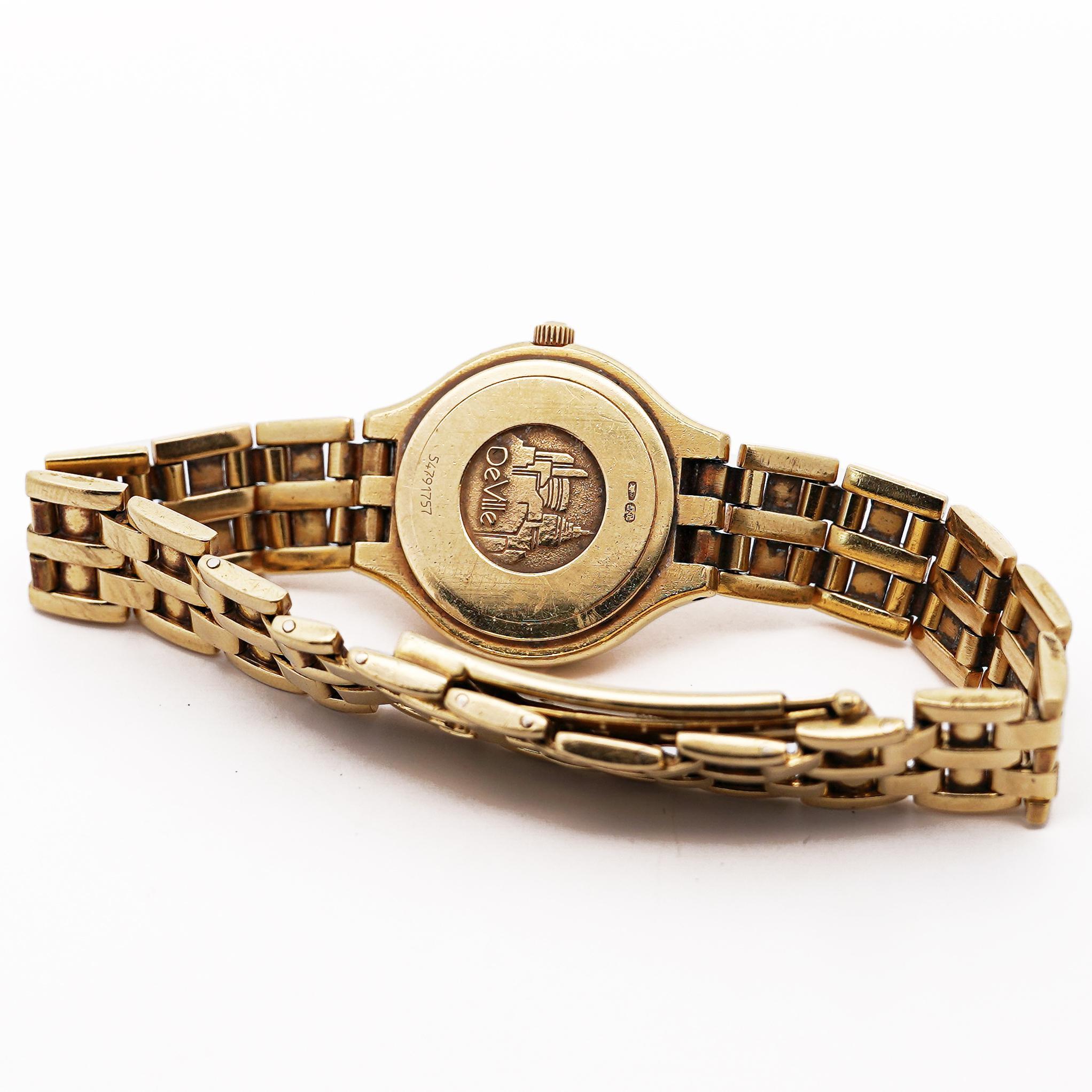 Women's or Men's Vintage Omega Deville 18K Gold Classic Watch with Box & Papers For Sale