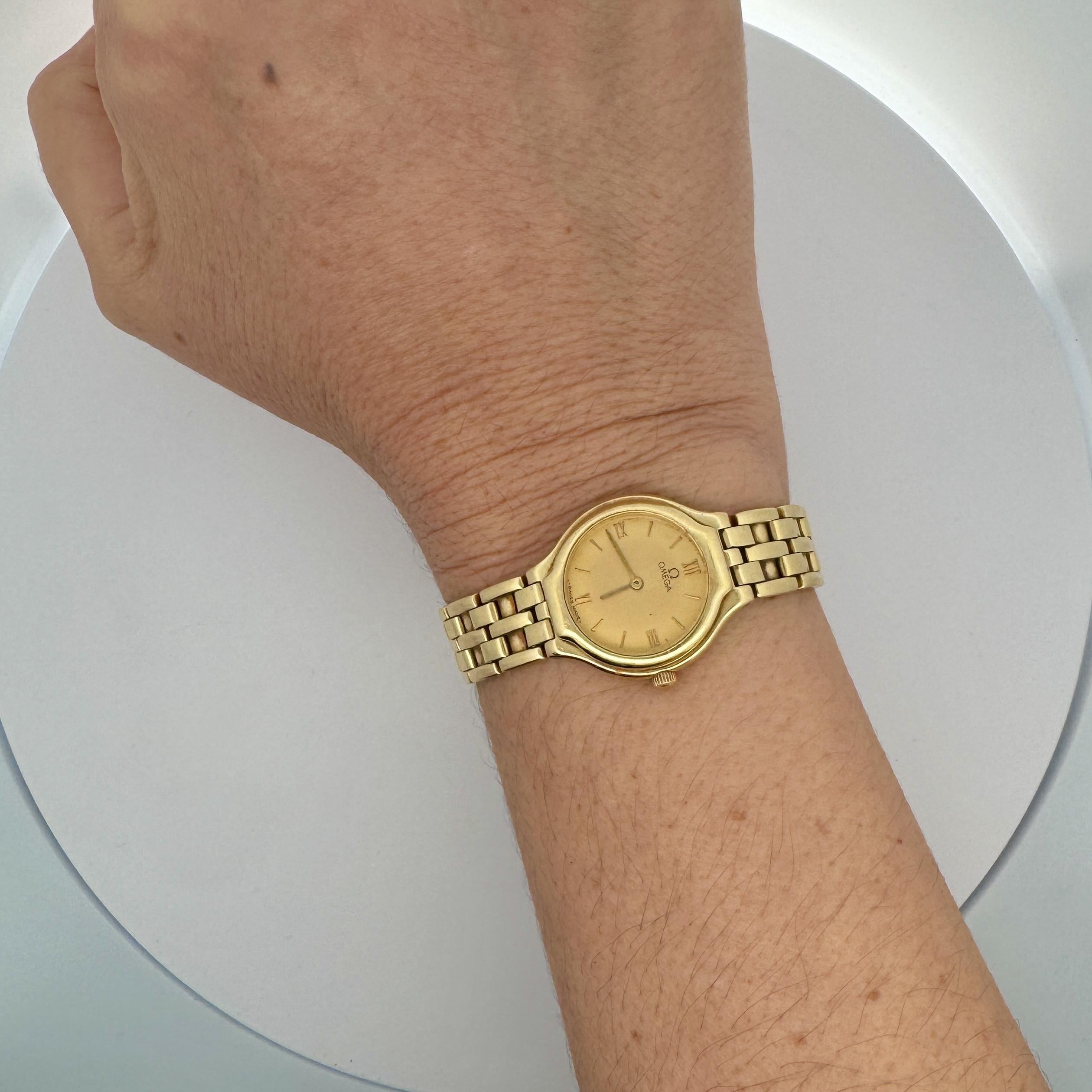 Vintage Omega Deville 18K Gold Classic Watch with Box & Papers For Sale 4