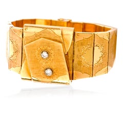 Vintage Omega Diamond 18 Karat Gold Hand Engraved Covered Watch