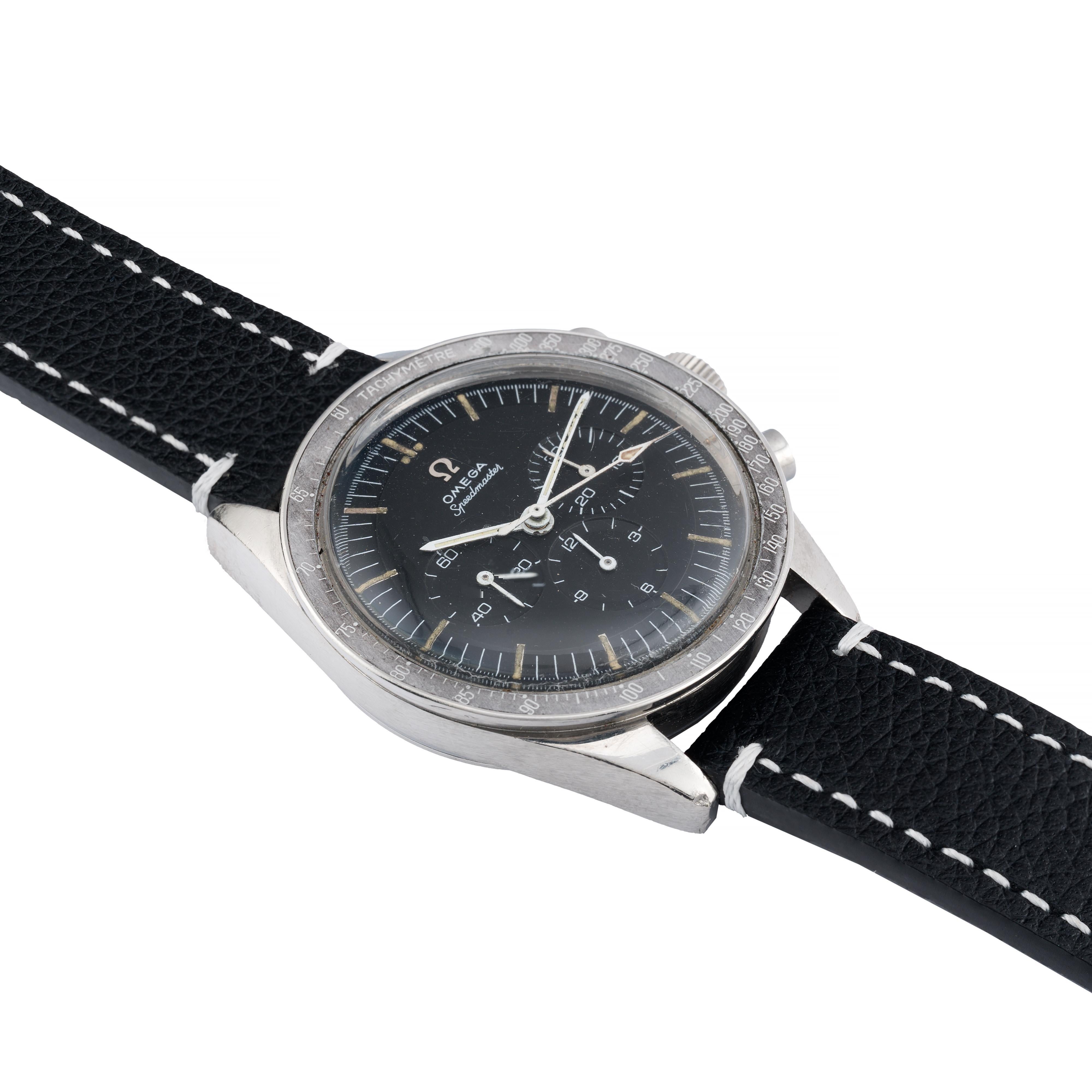 Vintage Omega Ed Weiß Ghost DON Lünette Speedmaster 105.003 Circa 1964, Vintage im Zustand „Gut“ in Boston, MA