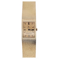 Vintage Omega for Tiffany & Co 14K Gold Textured Dial Manual Wind Bracelet Watch