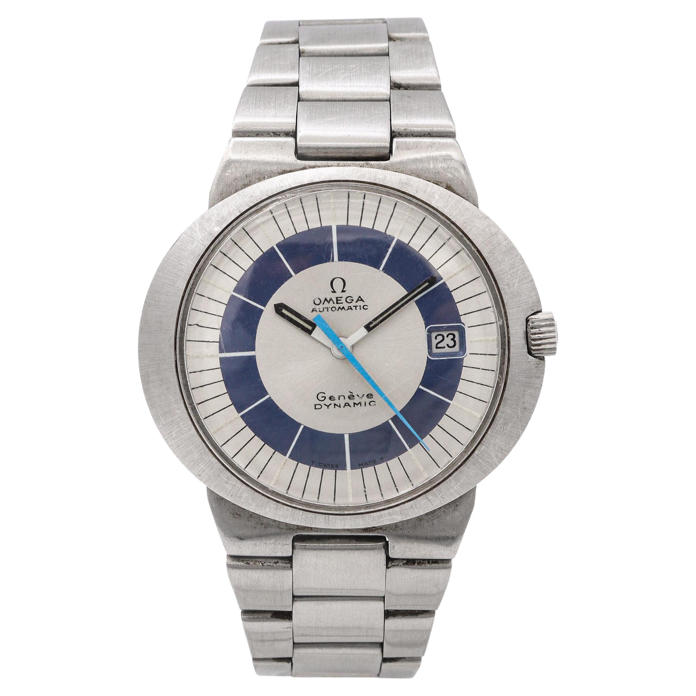 Omega Geneve Dynamic Edelstahl Datum Automatik Herrenuhr Vintage By
