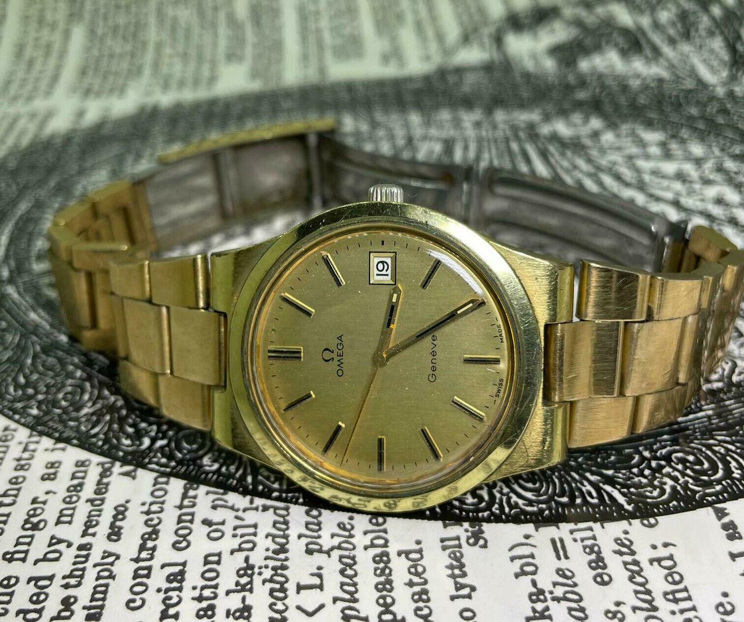 Montre Vintage Omega Geneve Manual, cal 1030 Gold-Plated Gents' Watch, c1974. Excellent état - En vente à MELBOURNE, AU