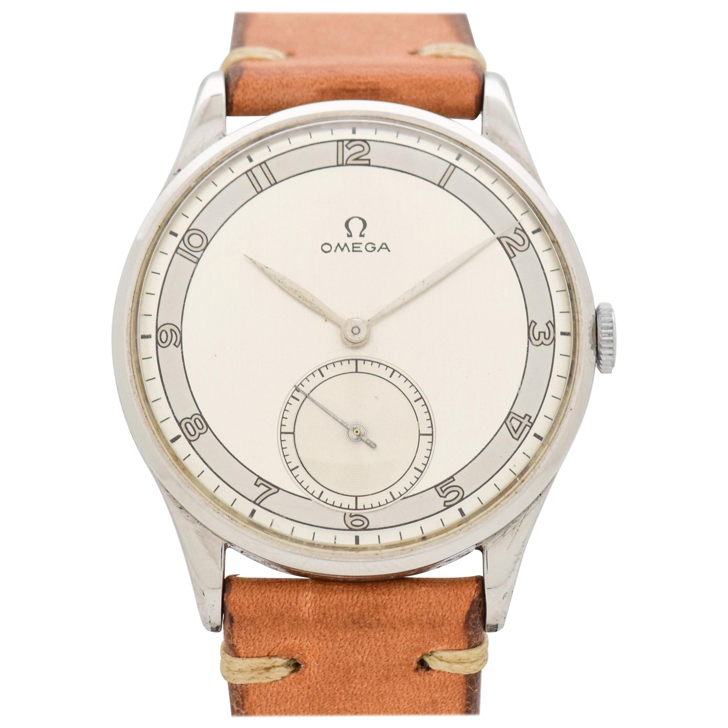 Vintage Omega Jumbo Ref. 2181-7 Stainless Steel Watch, 1947