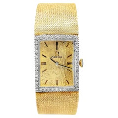 Vintage Omega Ladies' Diamond Wristwatch in 14K Yellow Gold, Winding