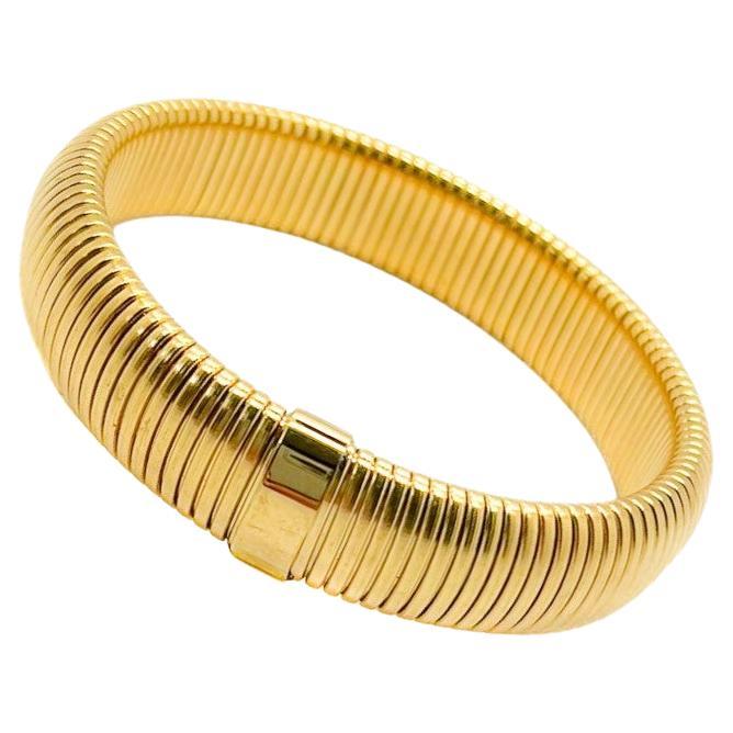 Vintage Gold Plated Omega Link Expandable Bangle Timeless Classic Gift, 2000s For Sale