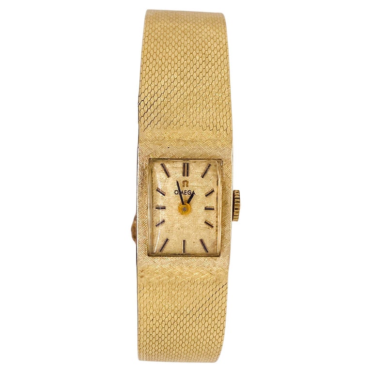 Vintage Omega Manual Wind Bracelet Watch, Snake Scale Pattern, All 14K Gold  Lv For Sale at 1stDibs