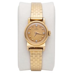 Vintage Omega OT 10935 18K Yellow Gold Diamond Dial Ladies Watch