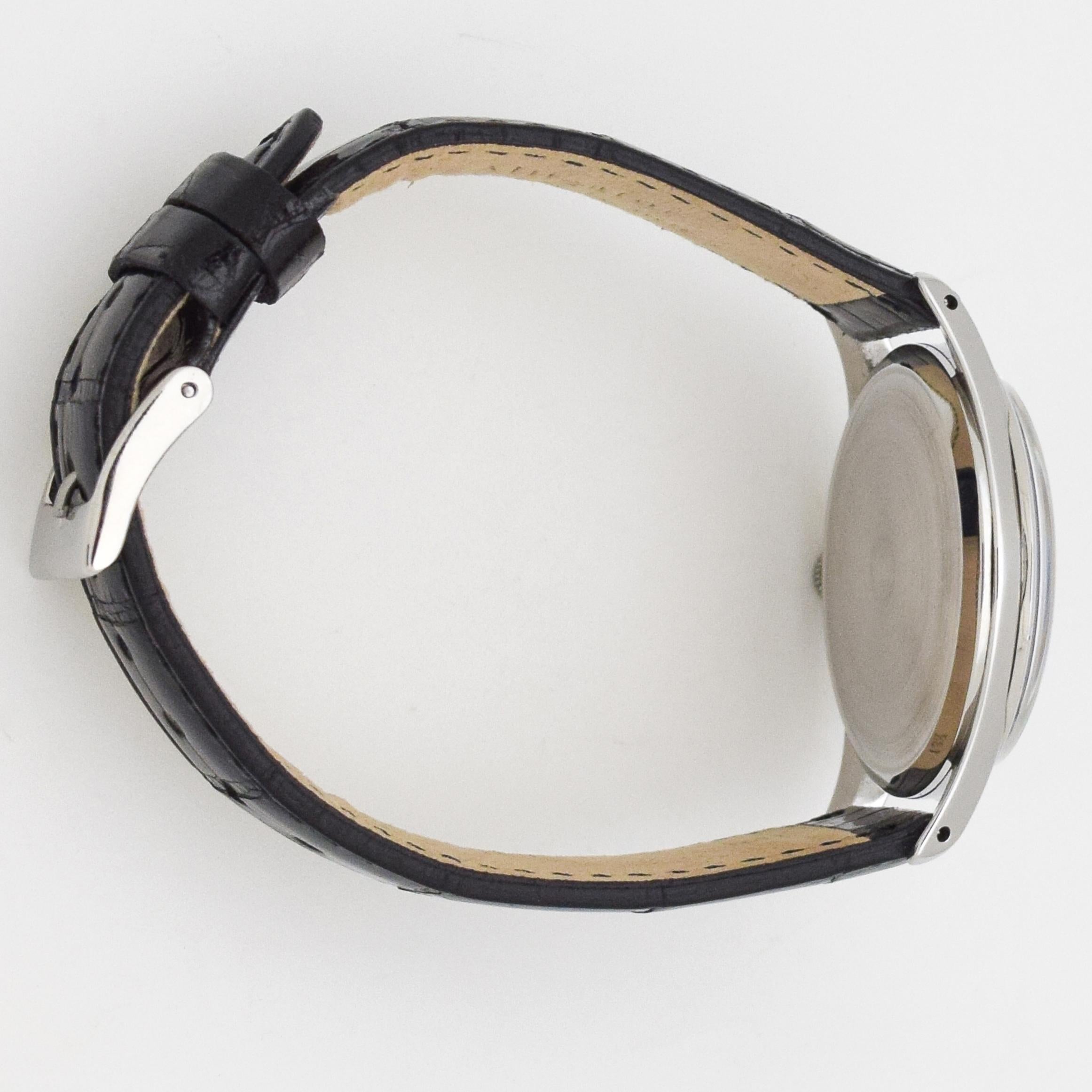 Vintage Omega Ref. 2750-2 Stainless Steel Watch, 1953 In Excellent Condition For Sale In Beverly Hills, CA