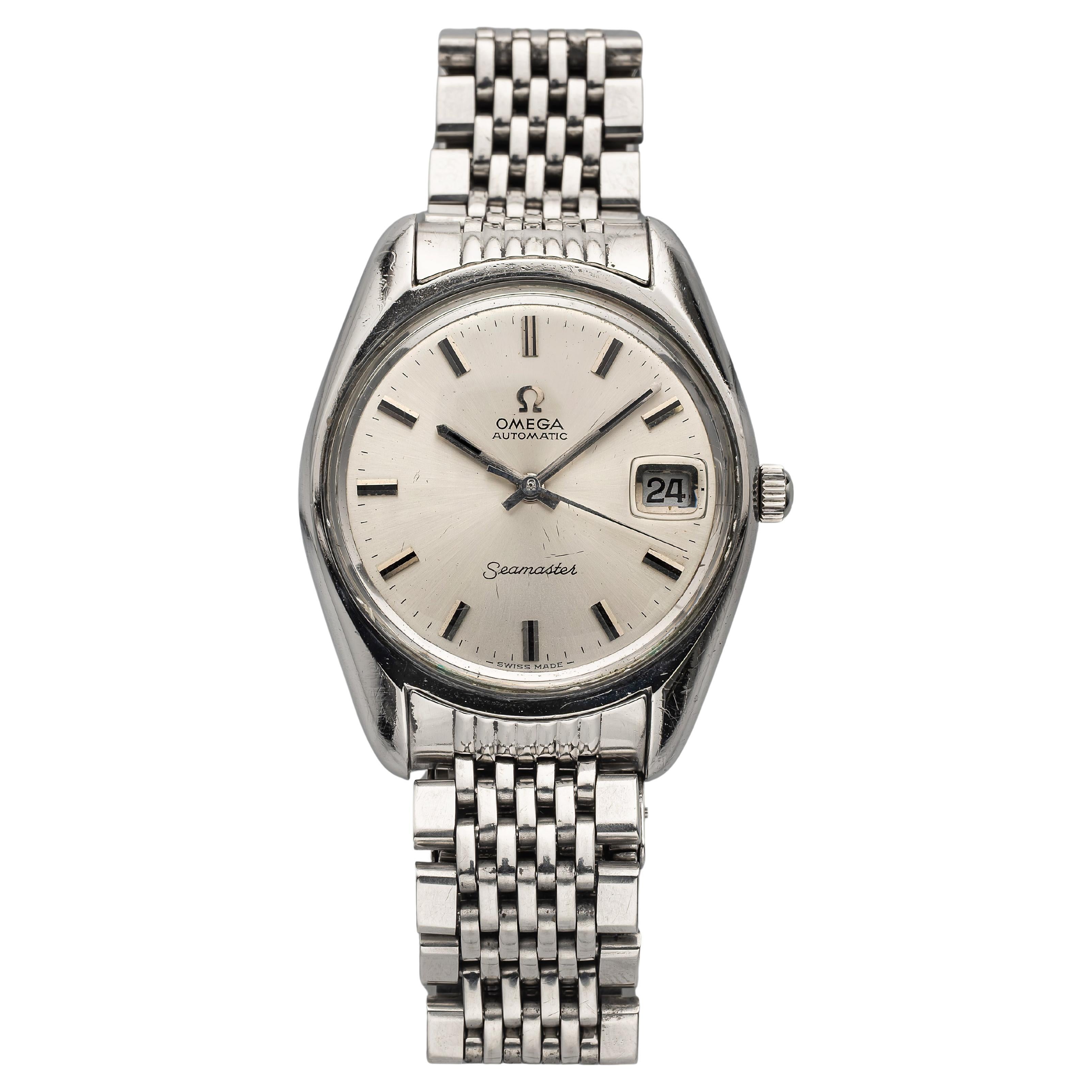 Vintage Omega Seamaster 1960s Automatic Silver Sunburst Dial 34mm case.