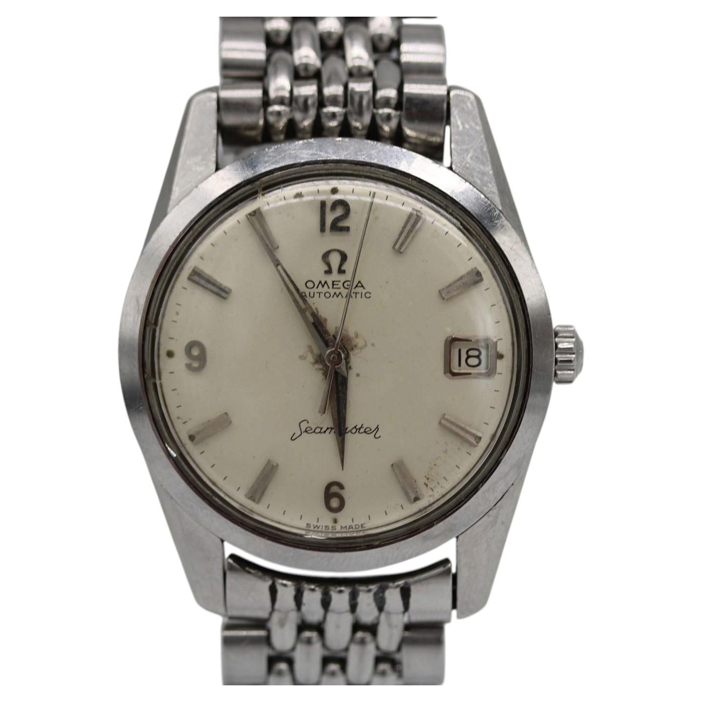 Vintage Omega Seamaster 35mm Automatic Watch, Circa 1962, Patina Dial For Sale