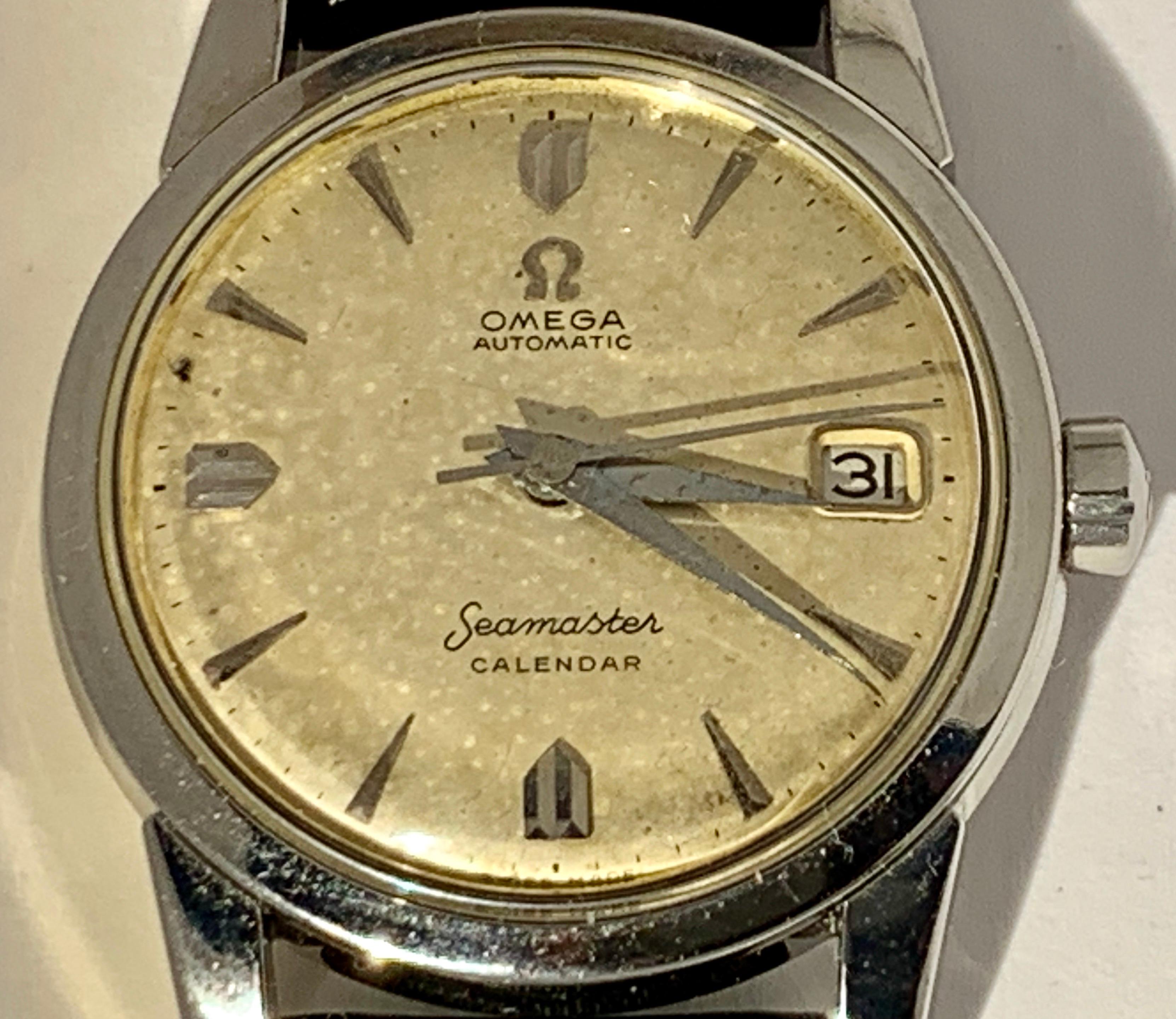 The Original dial is in fair, unrestored condition.Unpolished stainless steel case with snap back.Movement Cal.503 automatic in fully working order, keeps correct time.Cleaned and serviced recently.Brand new leather strap included.: 34mm without the