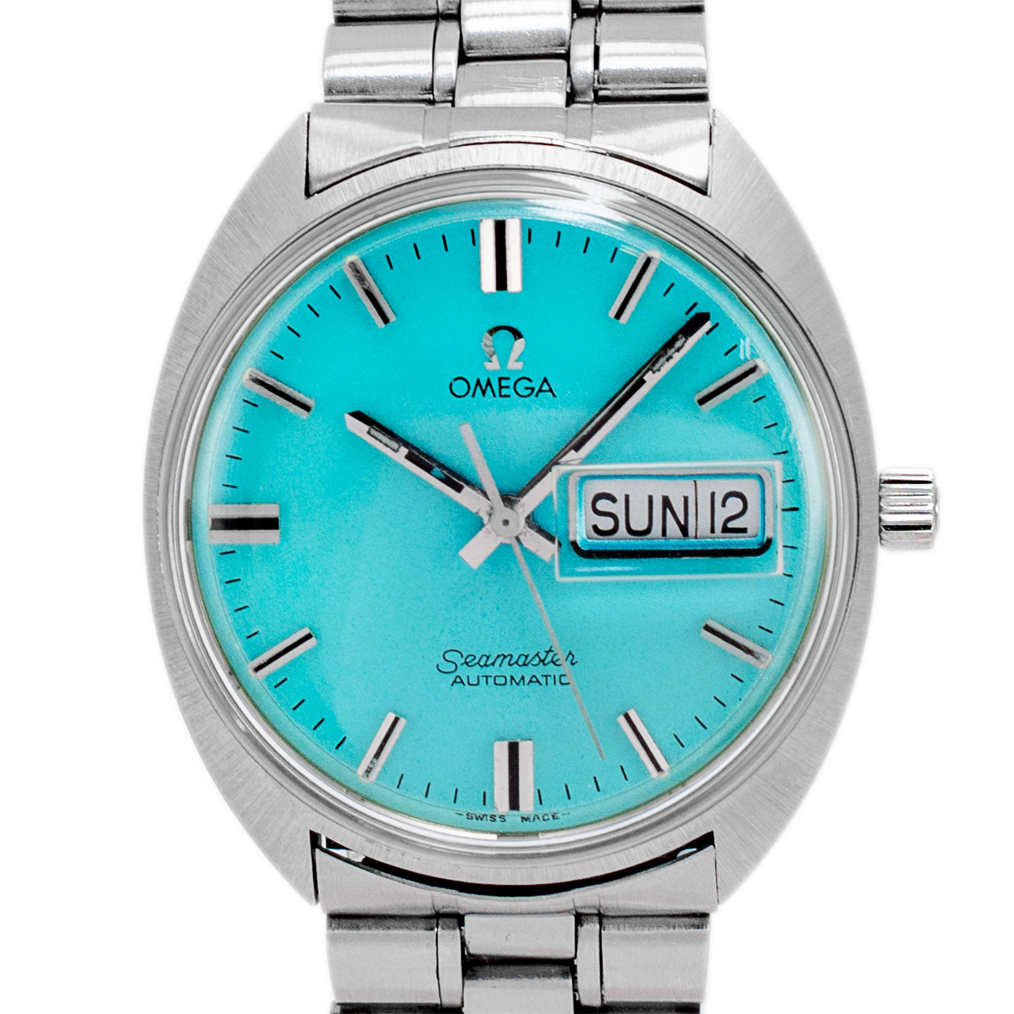 Brand: Omega

Gender: Unisex

Metal Type: Stainless Steel

Diameter: 35.00 mm

Weight: 100.00 grams

One stainless steel OMEGA Swiss-made watch. The metal was tested and determined to be stainless steel. The 