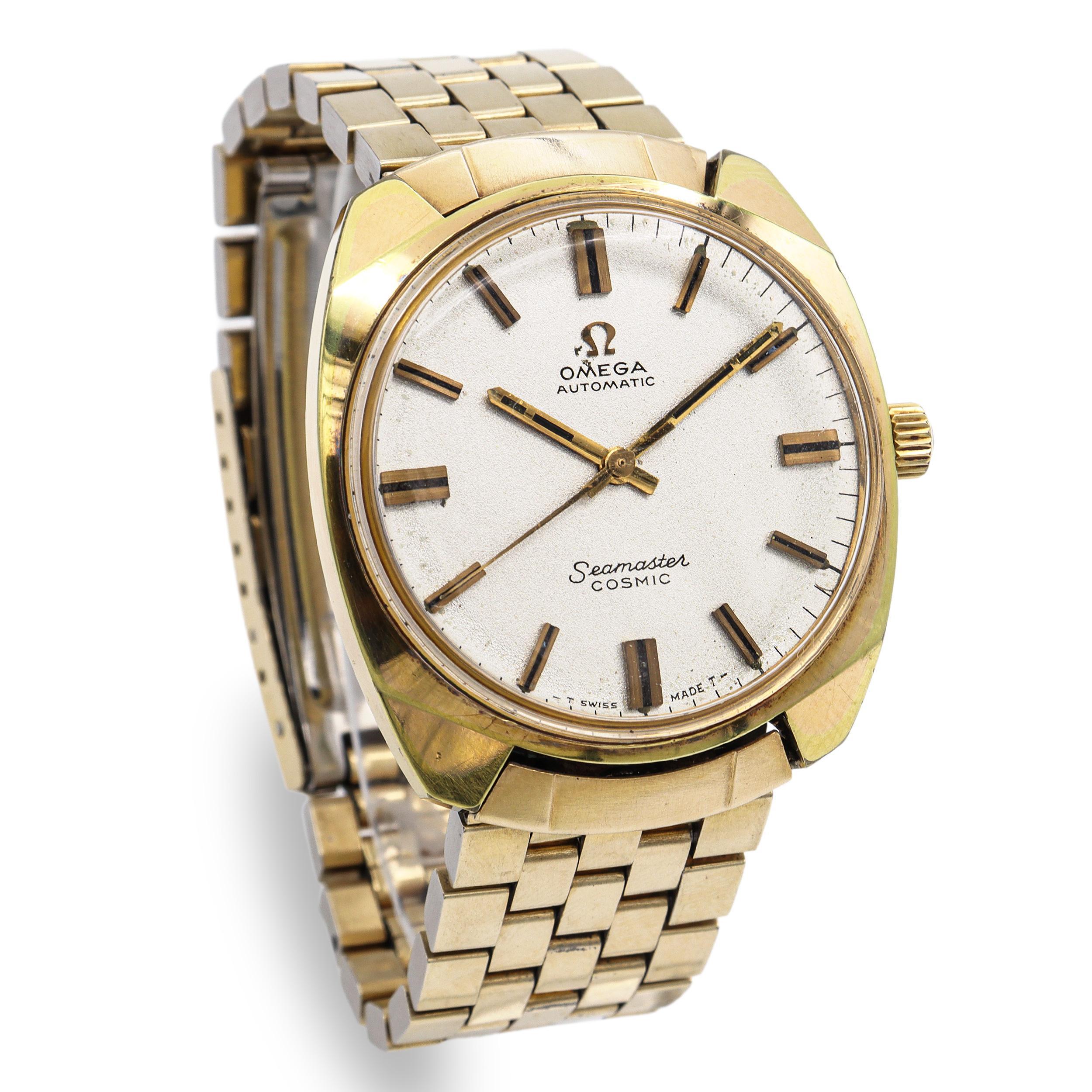 Vintage Omega Seamaster Cosmic Gold-Filled Automatic Herrenuhr Ref. 166.026 SP im Zustand „Gut“ im Angebot in New York, NY