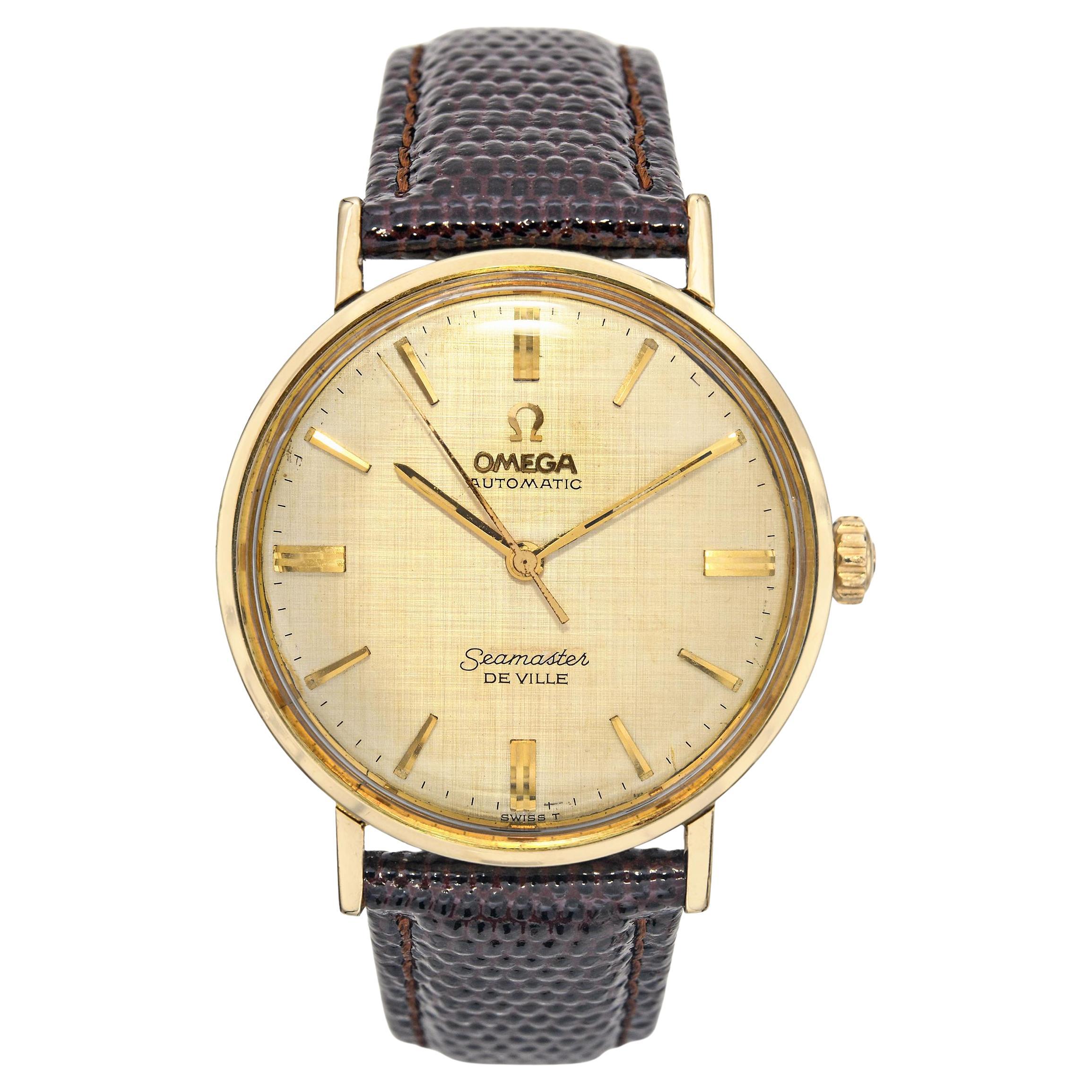 Reloj automático de hombre vintage Omega Seamaster De Ville de oro amarillo de 14 quilates LL6590-1