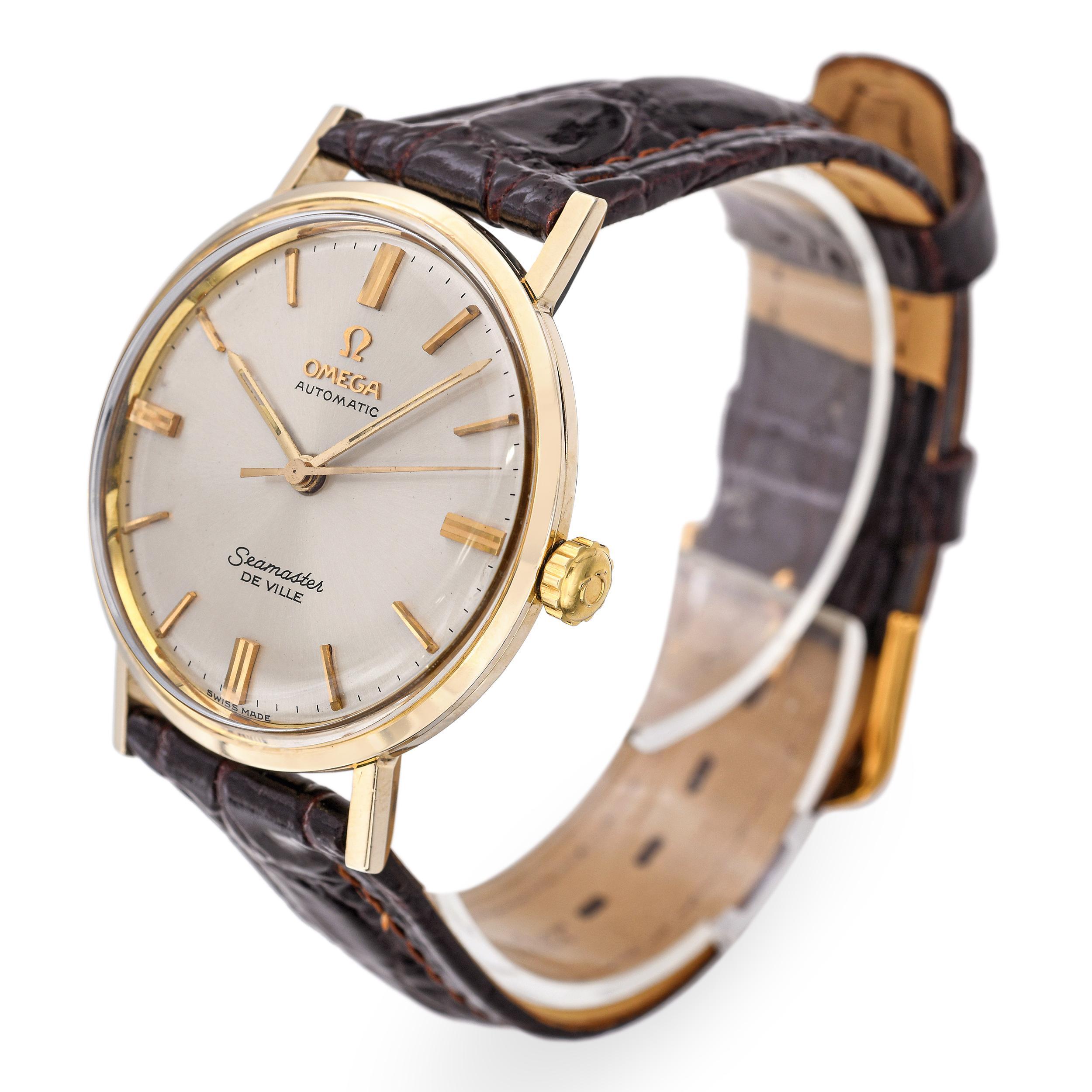 Reloj automático de caballero vintage Omega Seamaster De Ville bañado en oro en Bueno estado para la venta en New York, NY