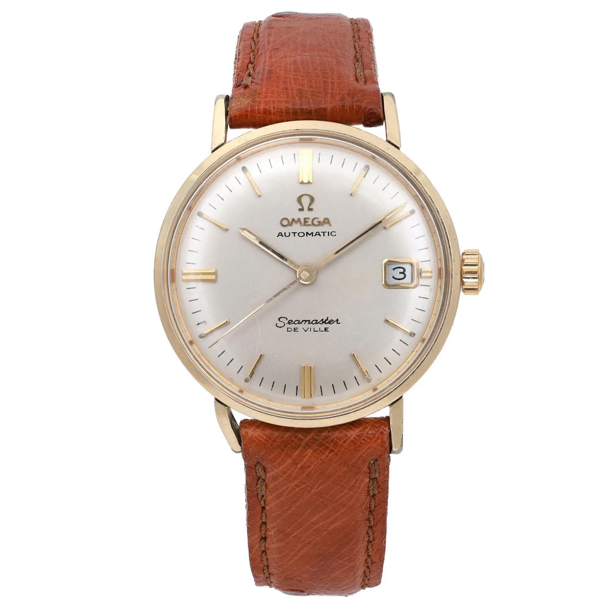 Vintage Omega Seamaster Deville 34mm 14K Yellow Gold Silver Dial Watch KL6292