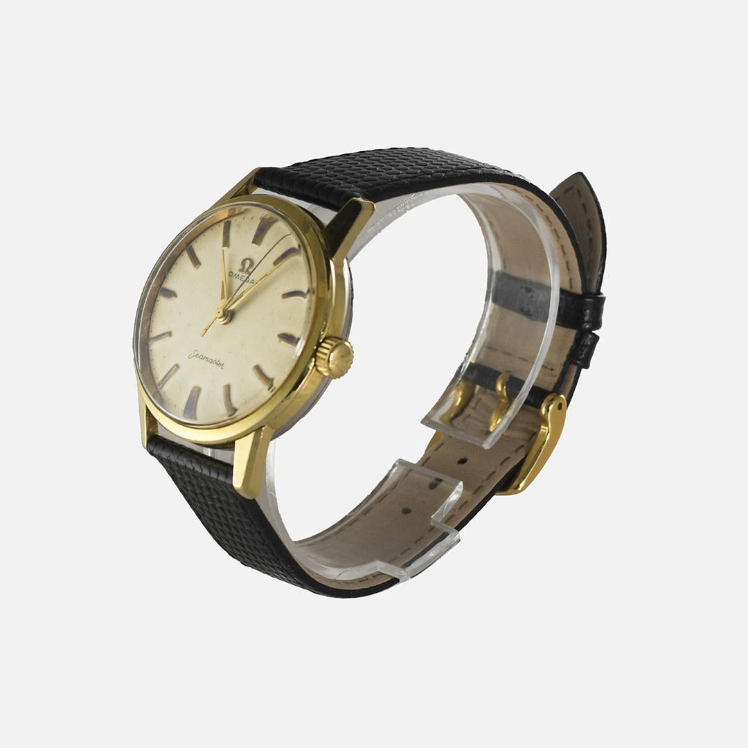 Vintage Omega Seamaster Gold-Filled Automatic Watch 34mm In Excellent Condition In Laguna Beach, CA