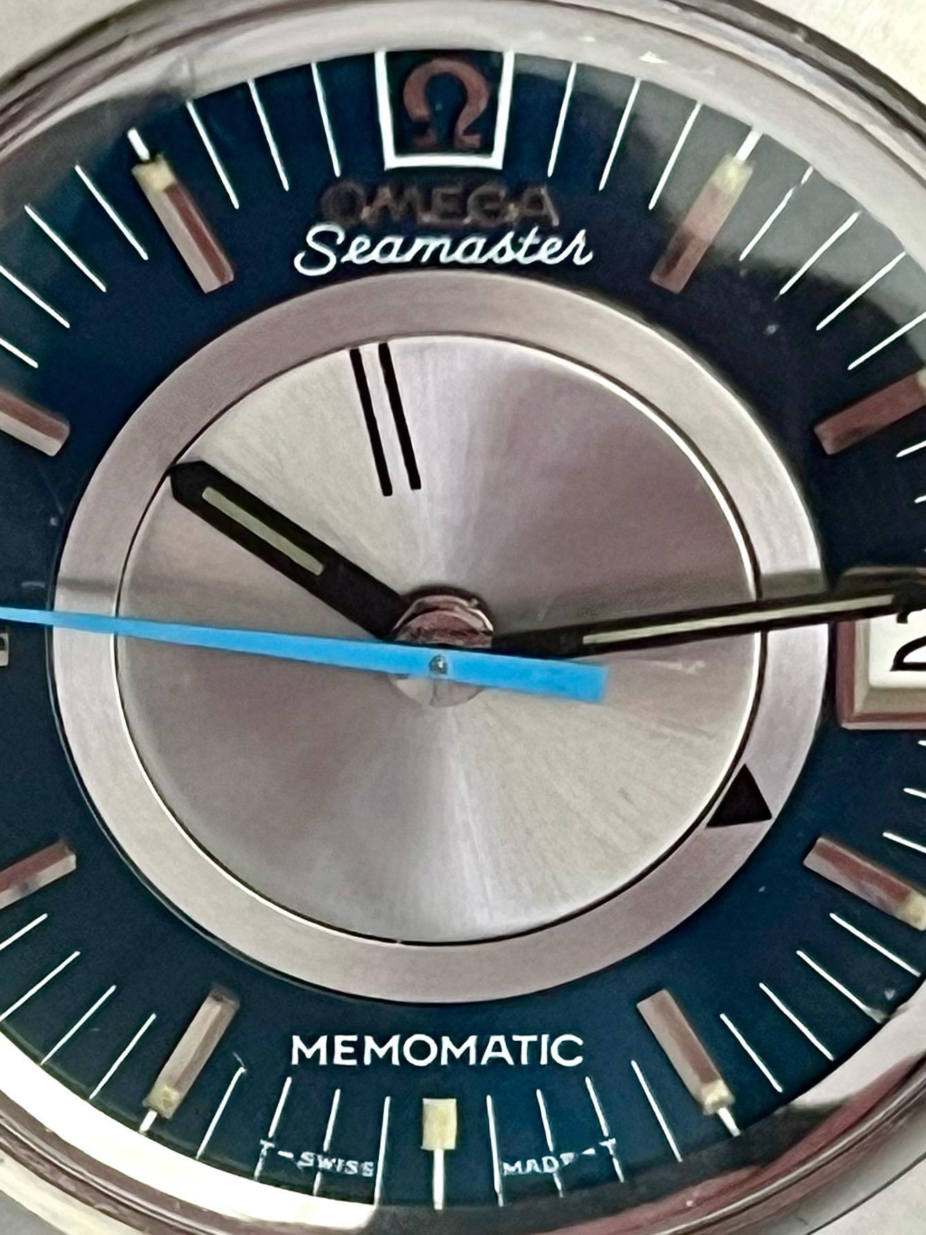 Men's Vintage Omega Seamaster Memomatic with Sapphire Blue Dial Vintage and Blue Strap