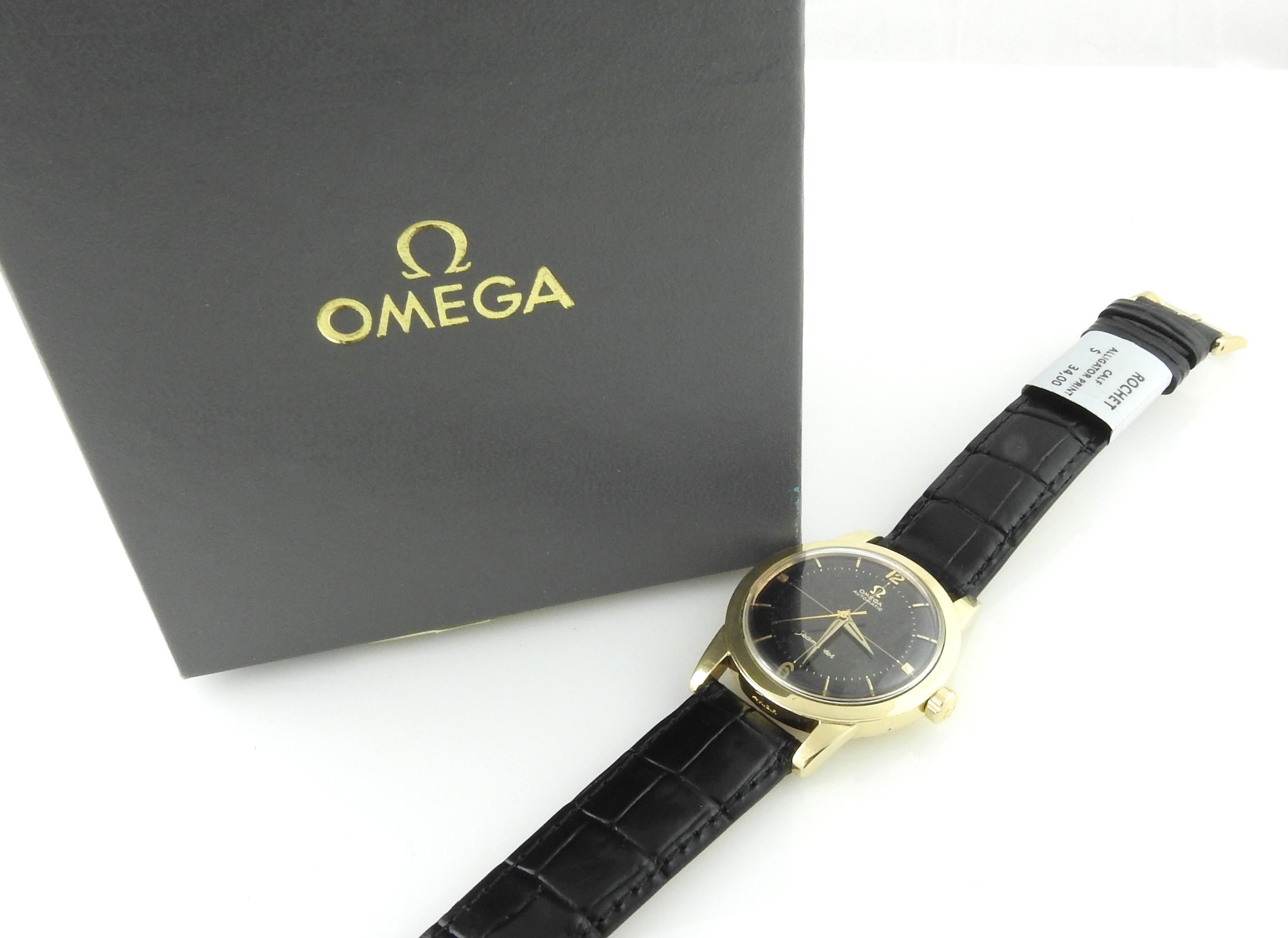 Vintage Omega Seamaster Men's Watch 14k Gold Filled Black Dial Automatic 4