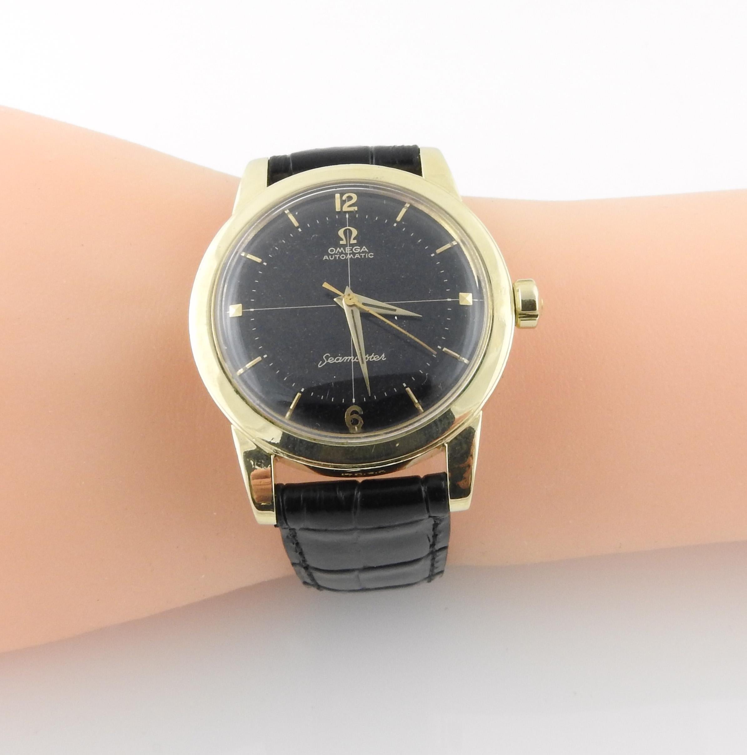 Vintage Omega Seamaster Men's Watch 14k Gold Filled Black Dial Automatic 3