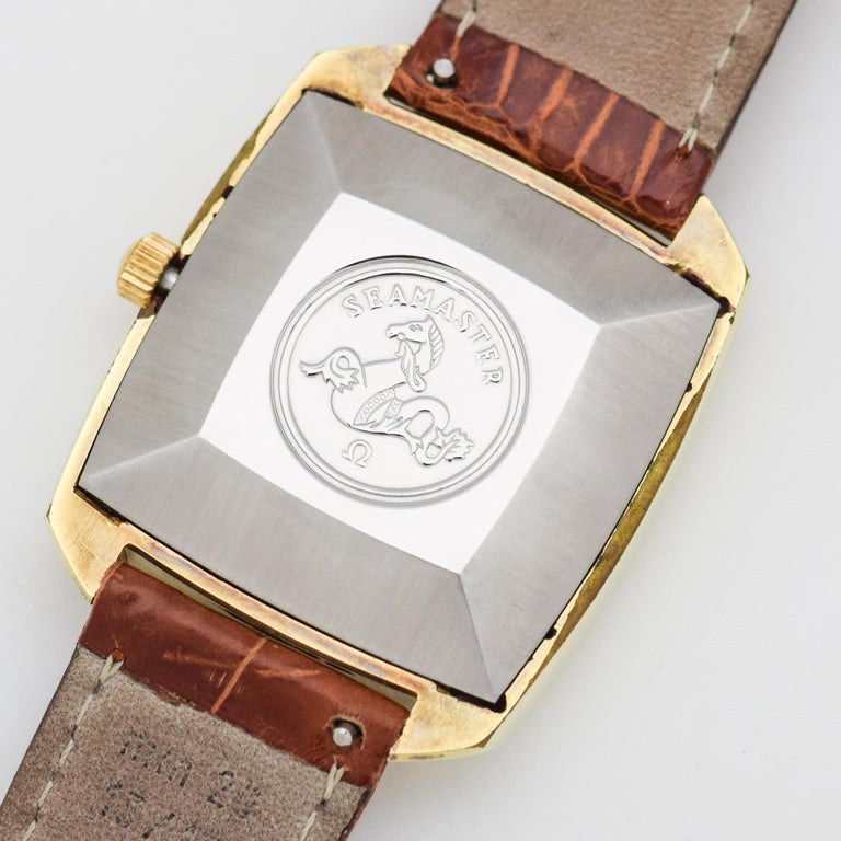 Vintage Omega Seamaster Square-Shaped 18 Karat Yellow Gold ...