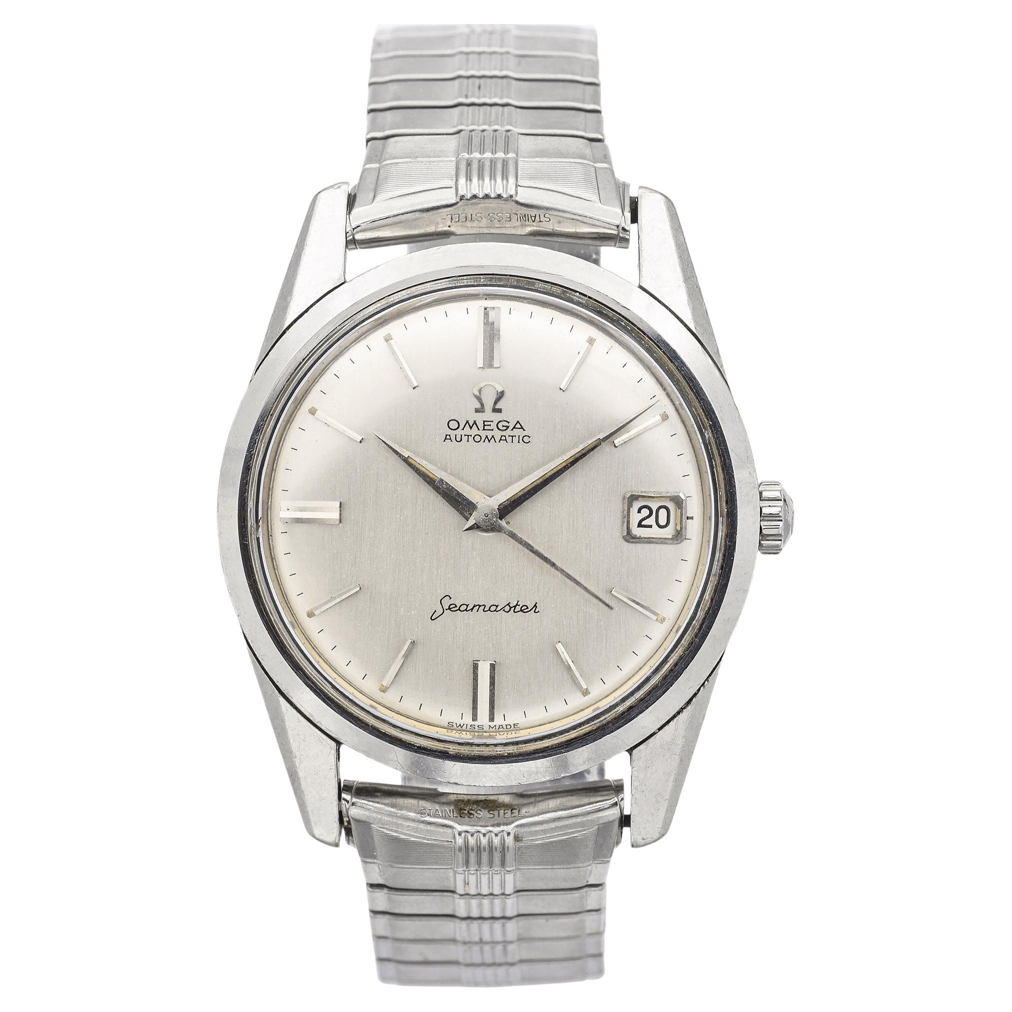 Vintage Omega Seamaster Stretch Bracelet Silver Dial Men's Automatic Watch