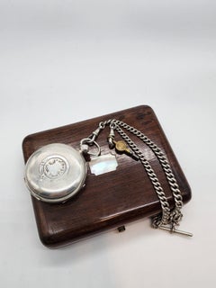 Vintage Omega Silver Pocket Watch with Chain and Presentation Case