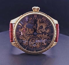 Vintage Omega Skeleton Watch, Stainless Steel Case, Crocodile Band