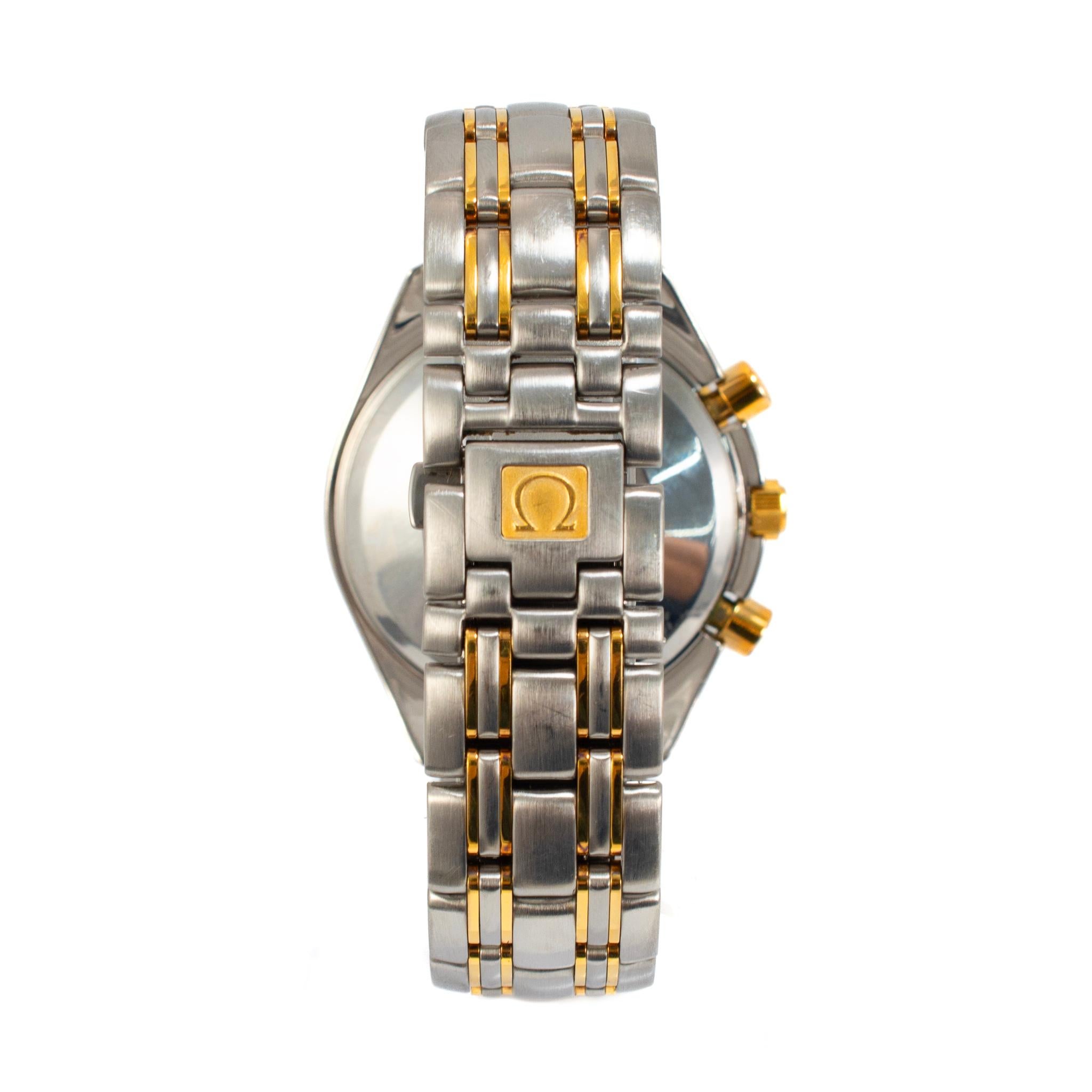 Reloj Vintage Omega Speedmaster Moonphase 39MM Blanco Romano Acero Oro en venta 2