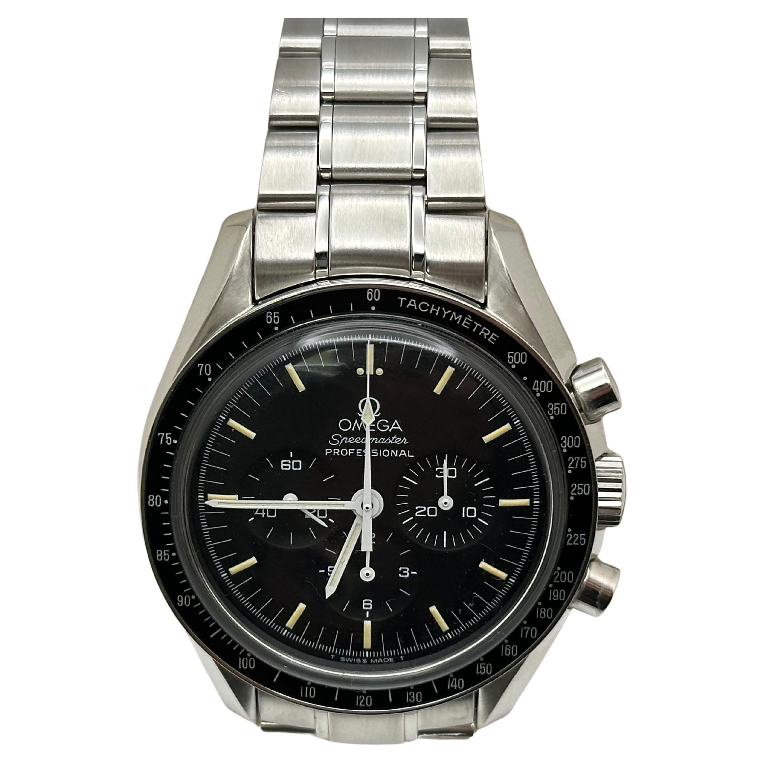 Vintage Omega Speedmaster Moonwatch 3570.50.00 42mm Black Dial Steel Box Papers For Sale