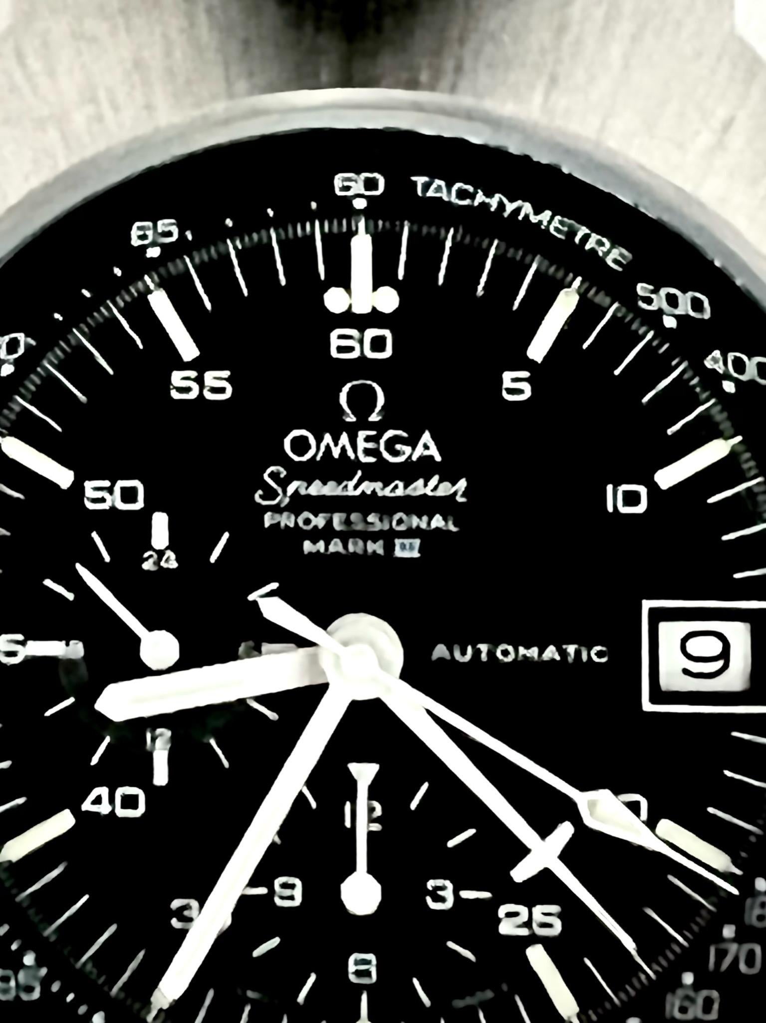 Vintage Omega Speedmaster ''Professional'' Mark III, Stahl mit schwarzem Zifferblatt und Riemen im Angebot 9