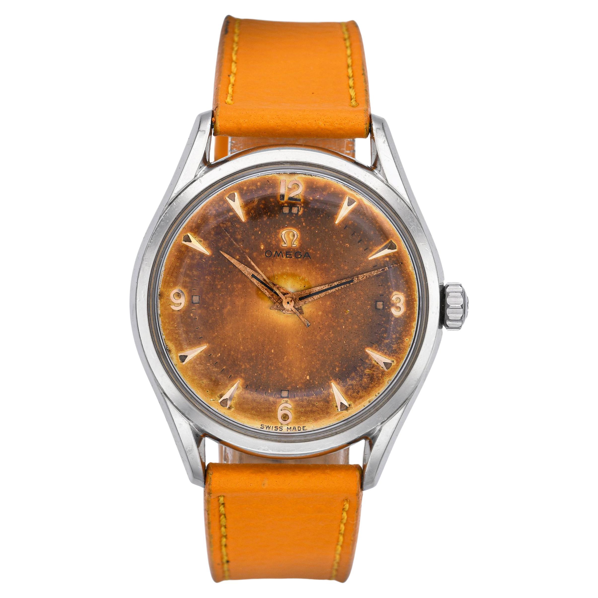 Reloj Omega vintage de acero inoxidable de cuerda manual con esfera tropical Ref. 2792-1SC
