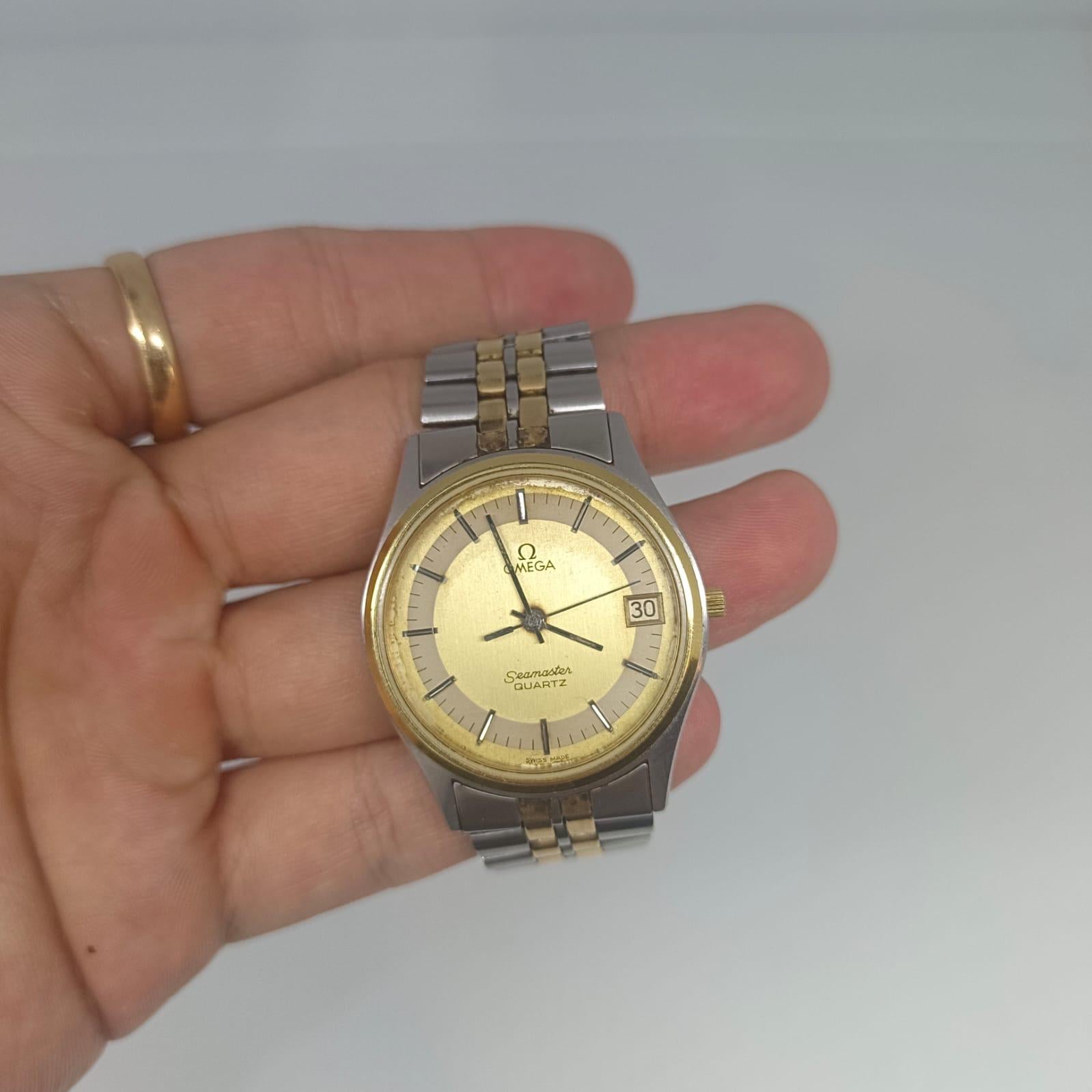 Vintage Omega Two-Tone Seamaster 38MM Quartz Watch For Sale 8