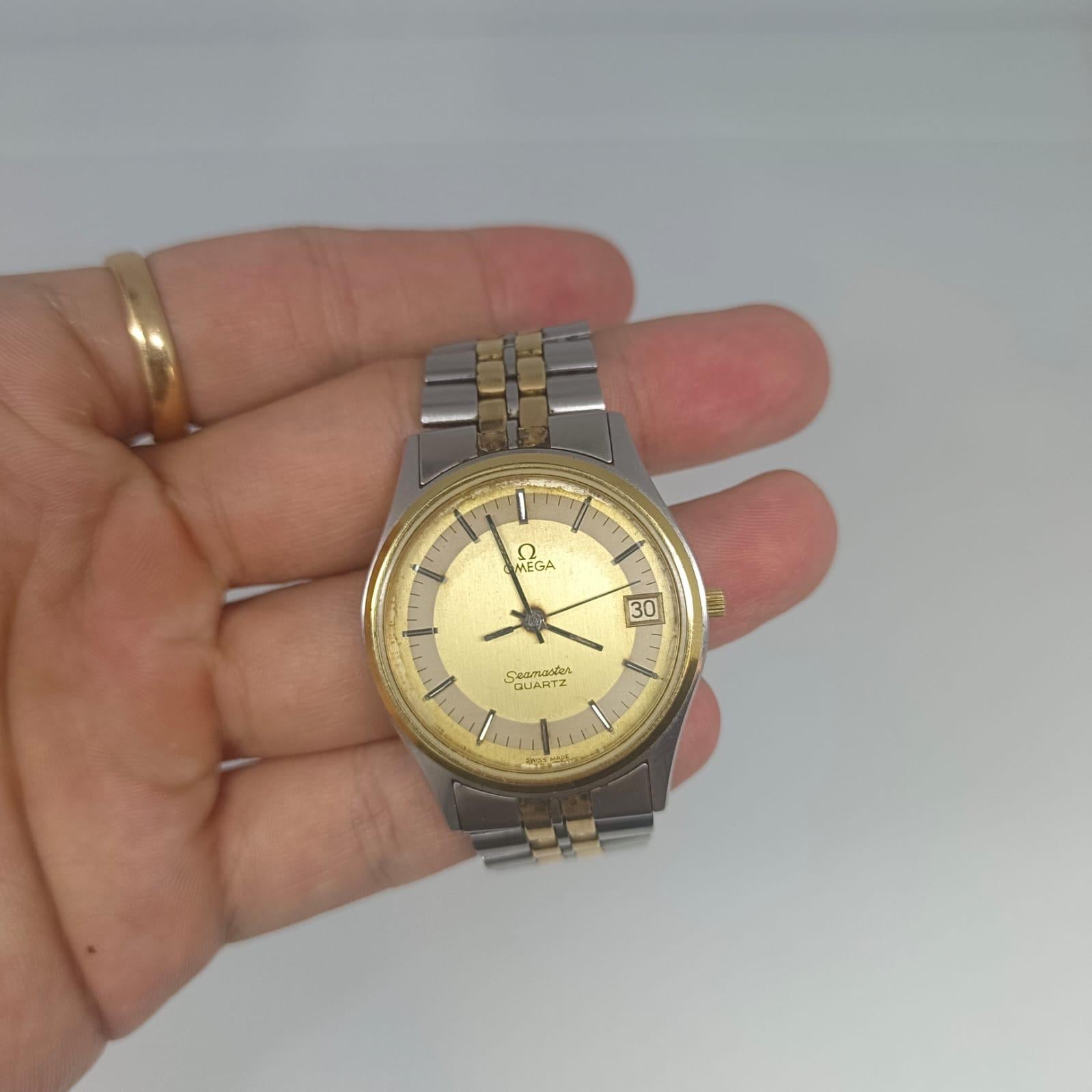 Vintage Omega Two-Tone Seamaster 38MM Quartz Watch For Sale 5