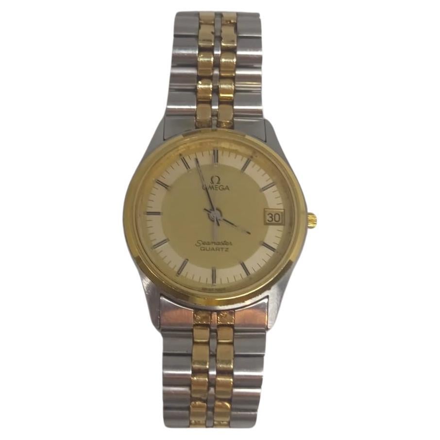 Vintage Omega Two-Tone Seamaster 38MM Quartz Watch For Sale